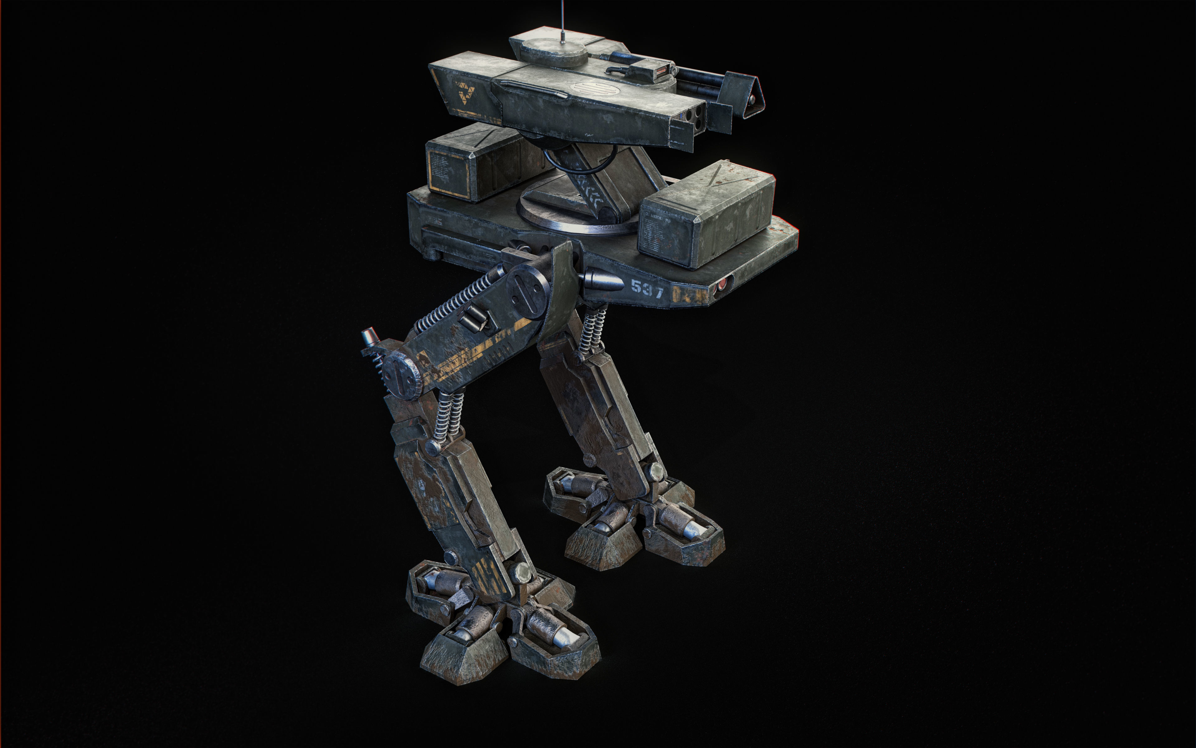 Mech Robot Two Legs Combat Sci-Fi Low-poly 3D model_28