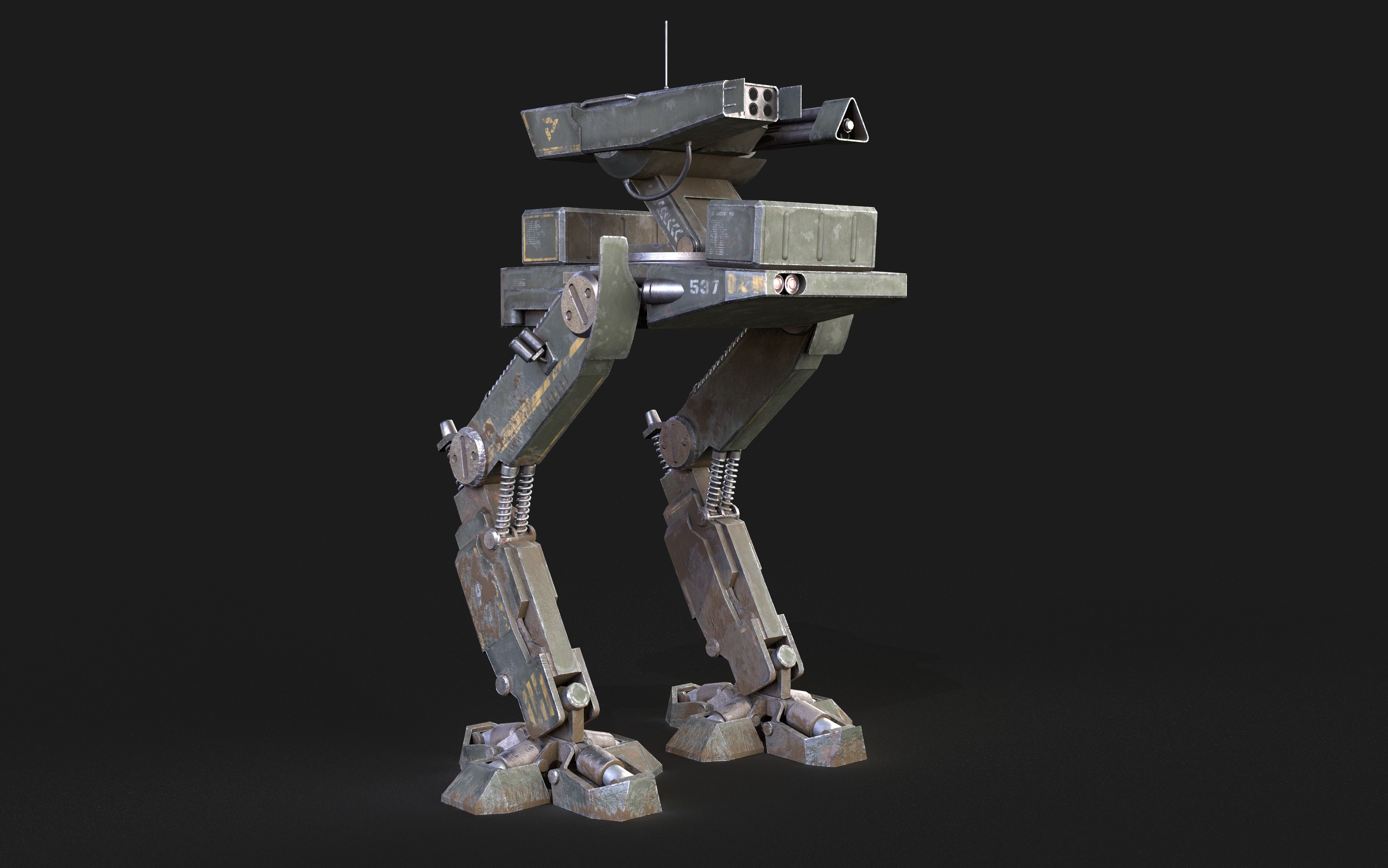 Mech Robot Two Legs Combat Sci-Fi Low-poly 3D model_13