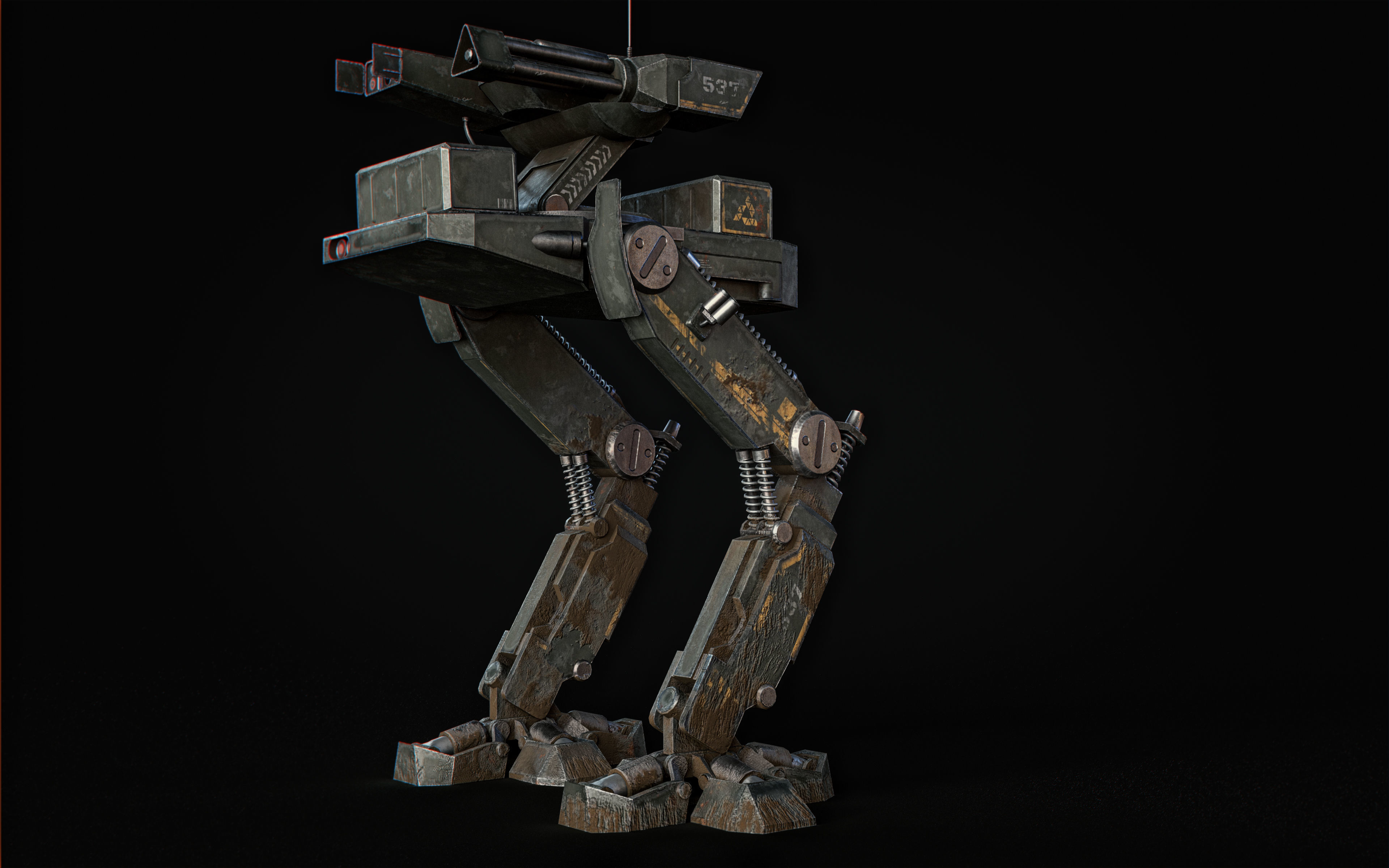 Mech Robot Two Legs Combat Sci-Fi Low-poly 3D model_31