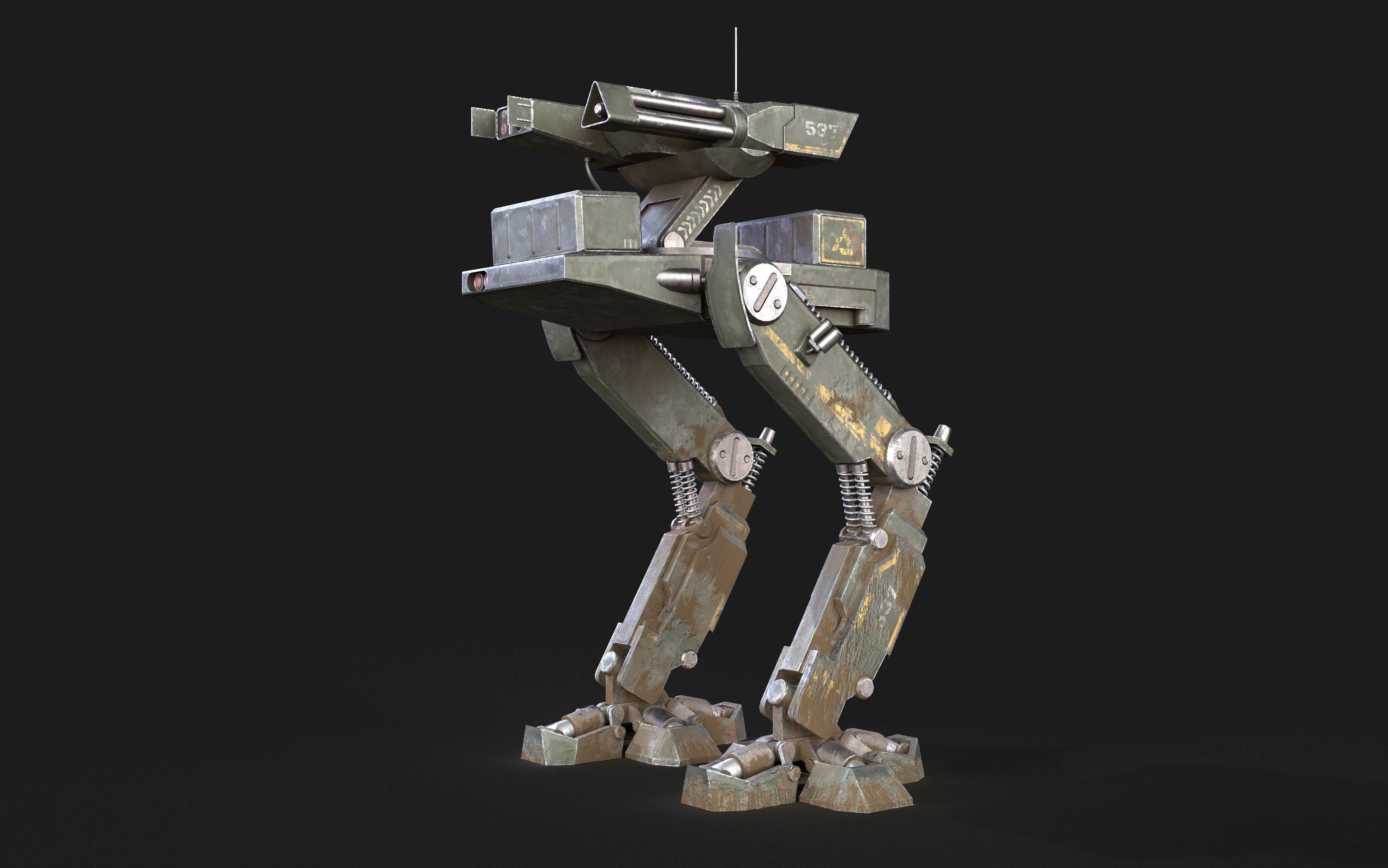 Mech Robot Two Legs Combat Sci-Fi Low-poly 3D model_19