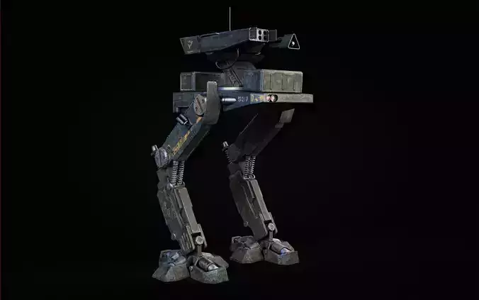 Mech Robot Two Legs Combat Sci-Fi Low-poly 3D model