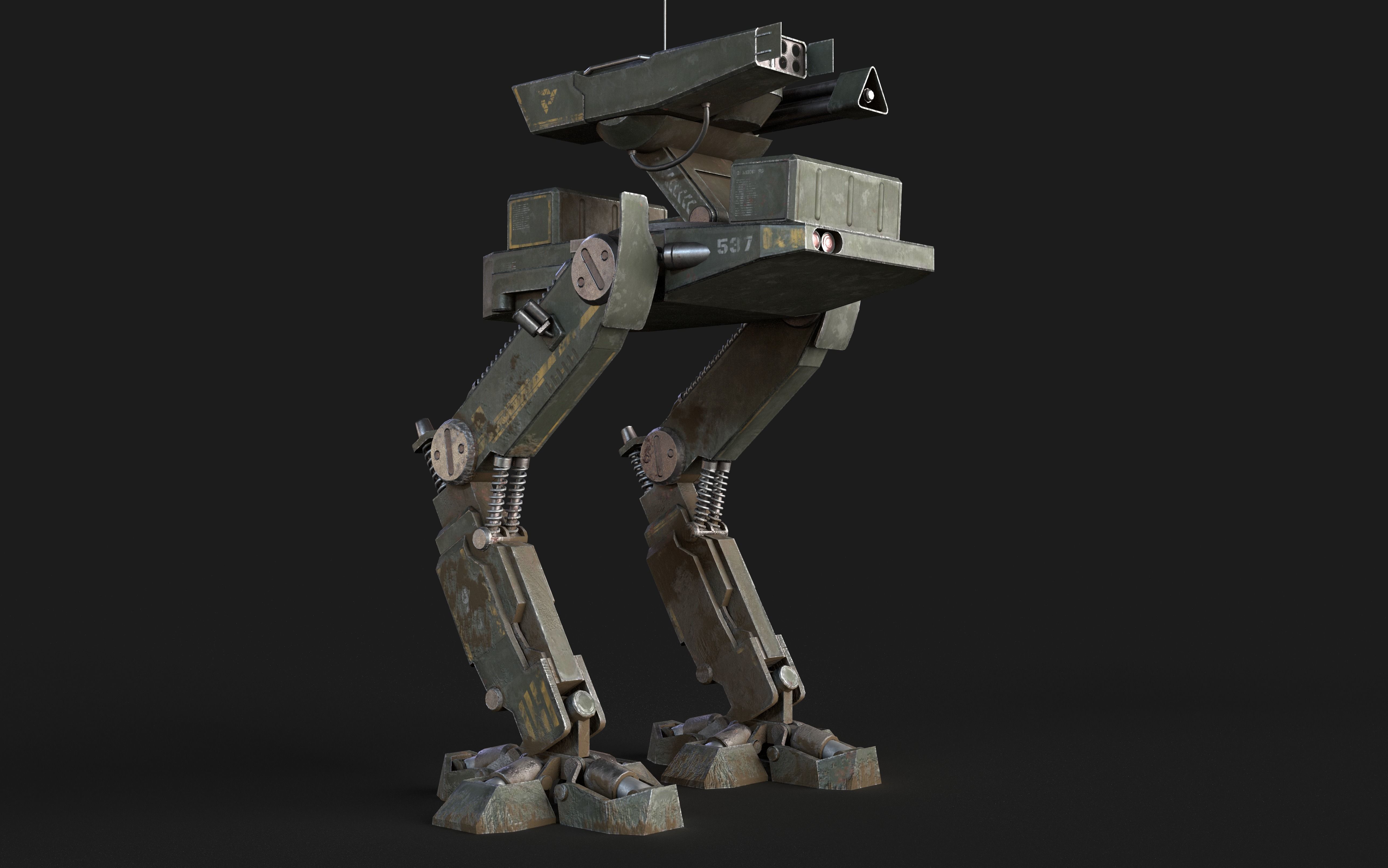 Mech Robot Two Legs Combat Sci-Fi Low-poly 3D model_38