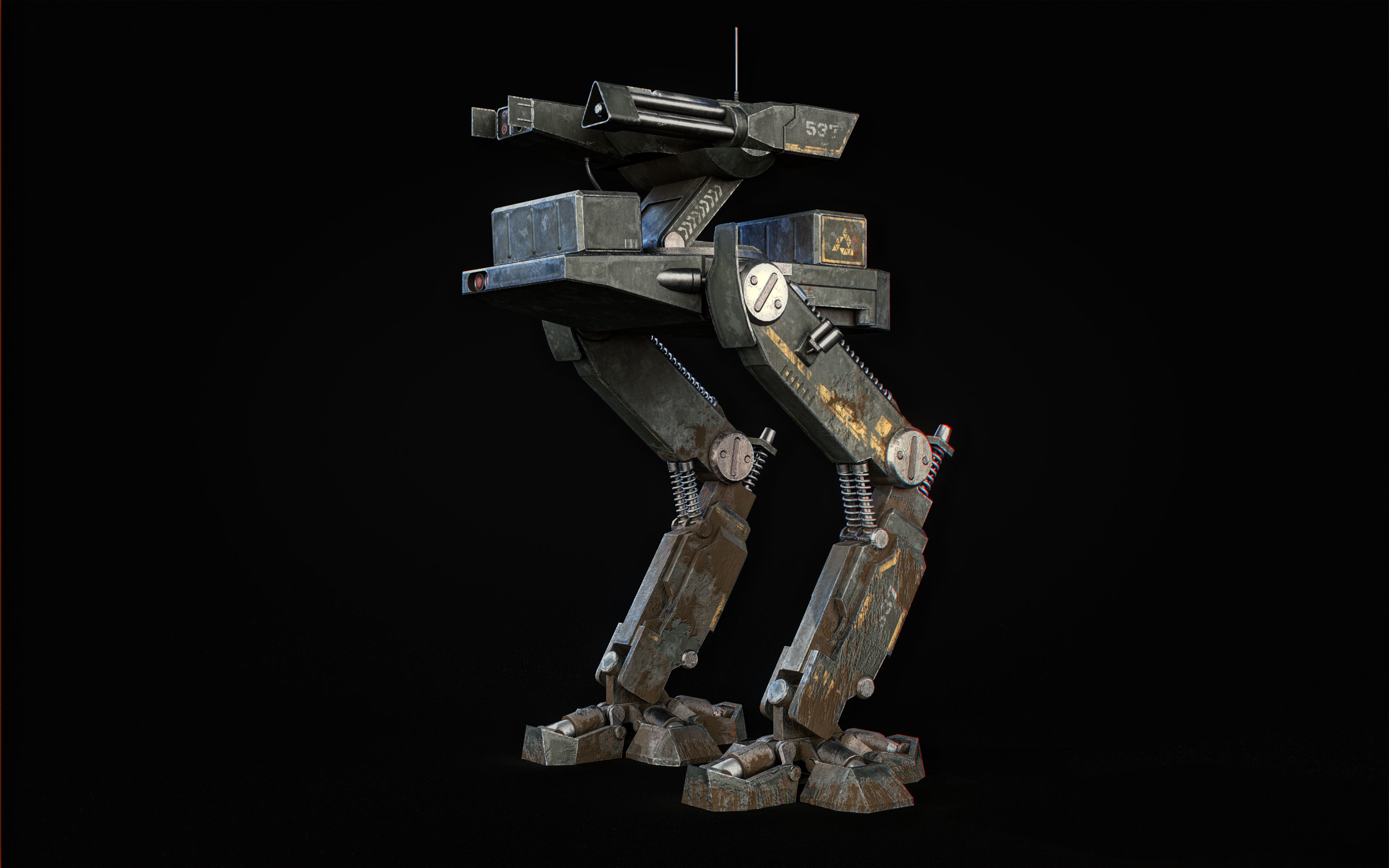 Mech Robot Two Legs Combat Sci-Fi Low-poly 3D model_23