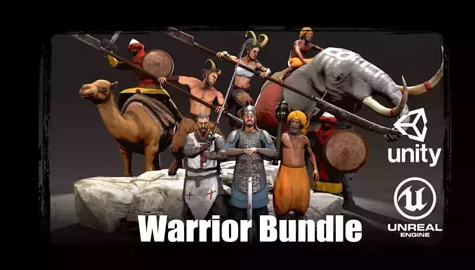 Warrior Bundle - RPG-RTS Low-poly 3D model