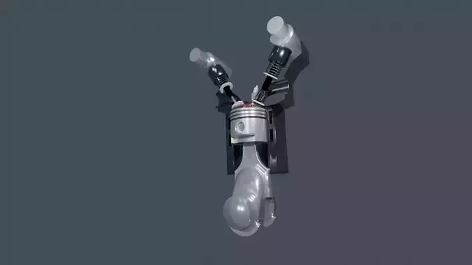 Piston Engine 1 Cylinder Cut away 3D model