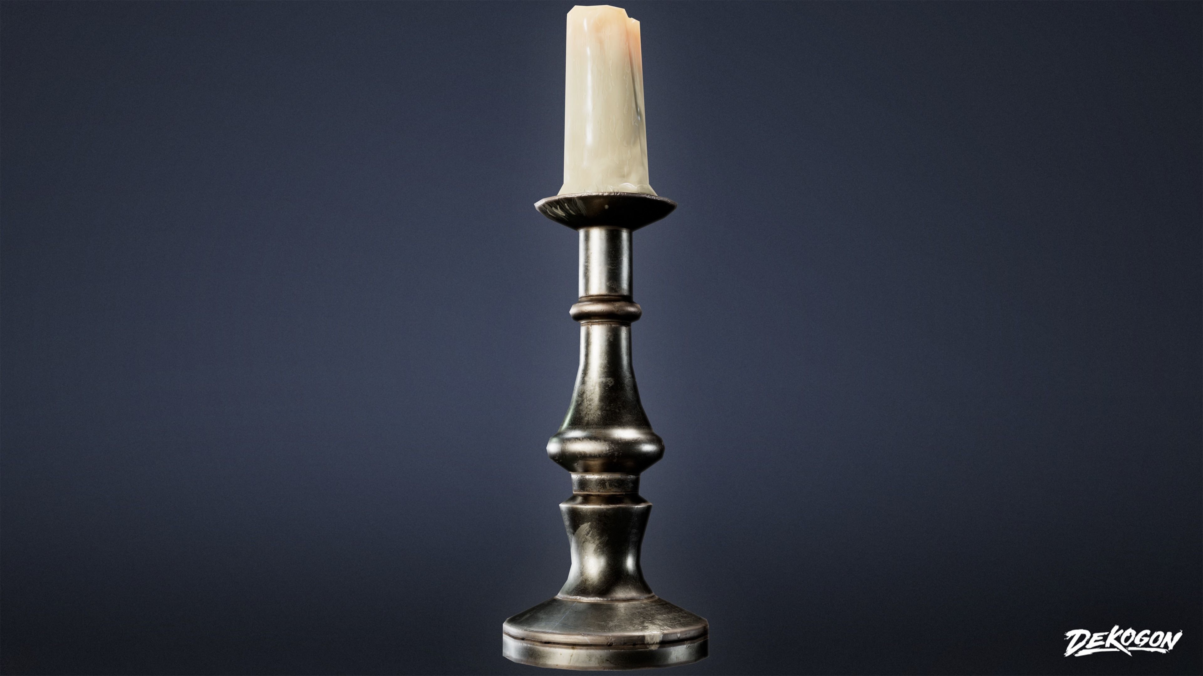 MEDIEVAL - Candle Stand Small 01 - LOW POLY Low-poly 3D model_4