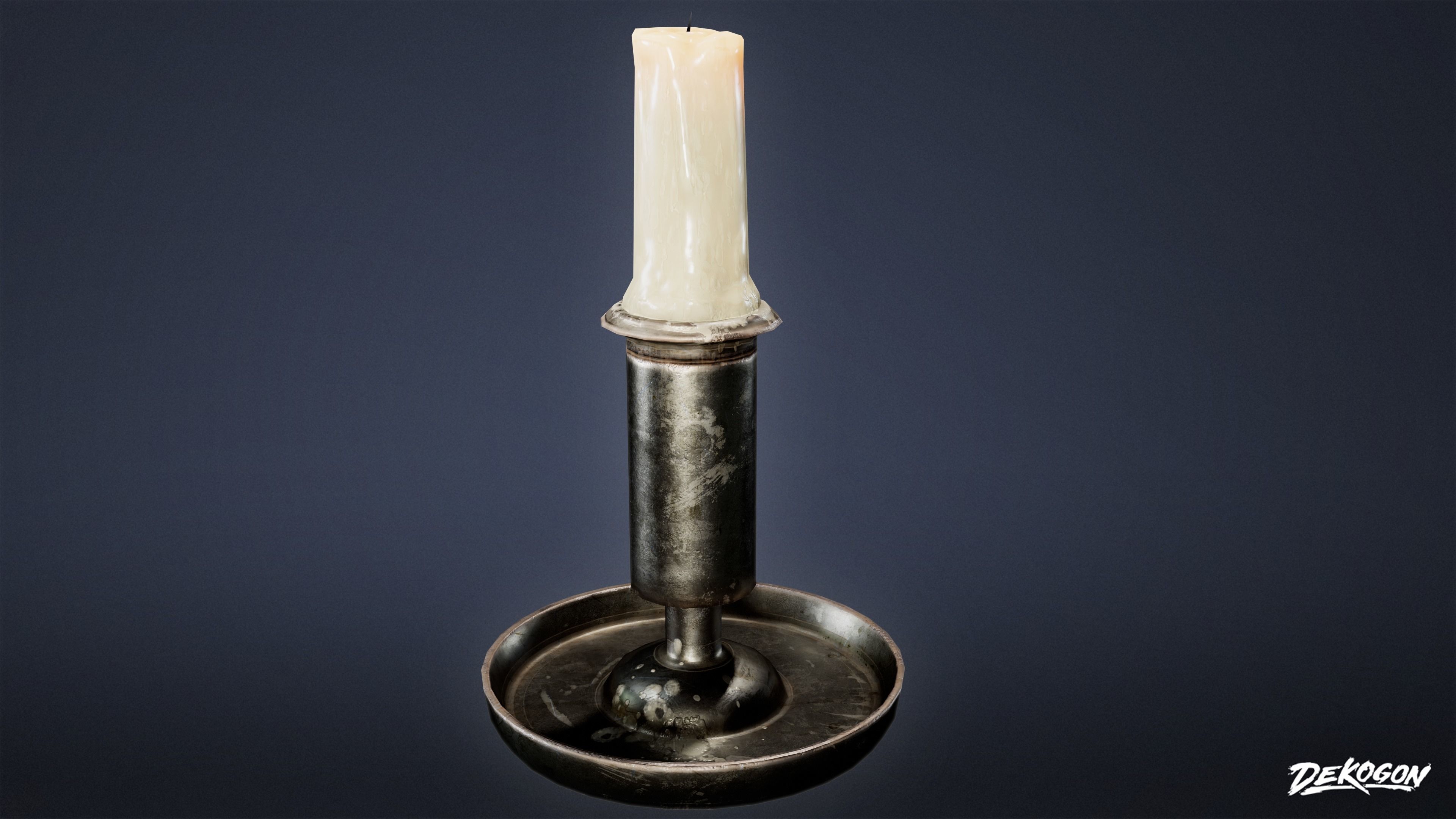 MEDIEVAL - Candle Stand Small 01 - LOW POLY Low-poly 3D model_9