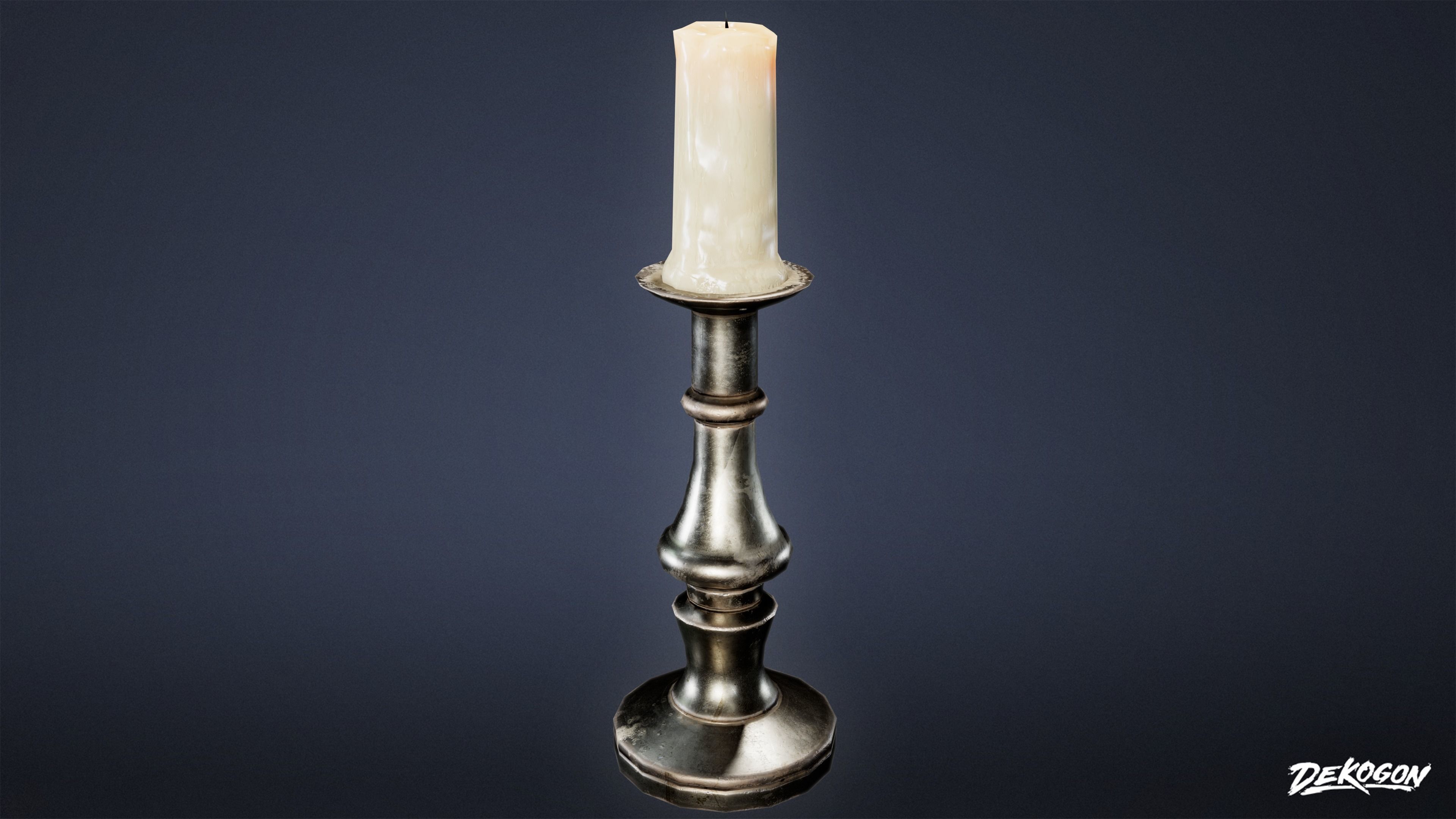 MEDIEVAL - Candle Stand Small 01 - LOW POLY Low-poly 3D model_2