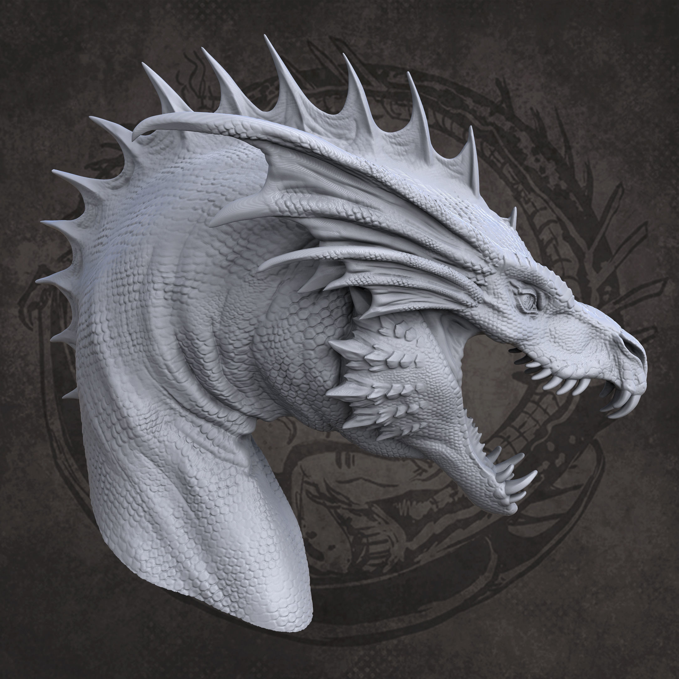 sea dragon bust 3D print model_1