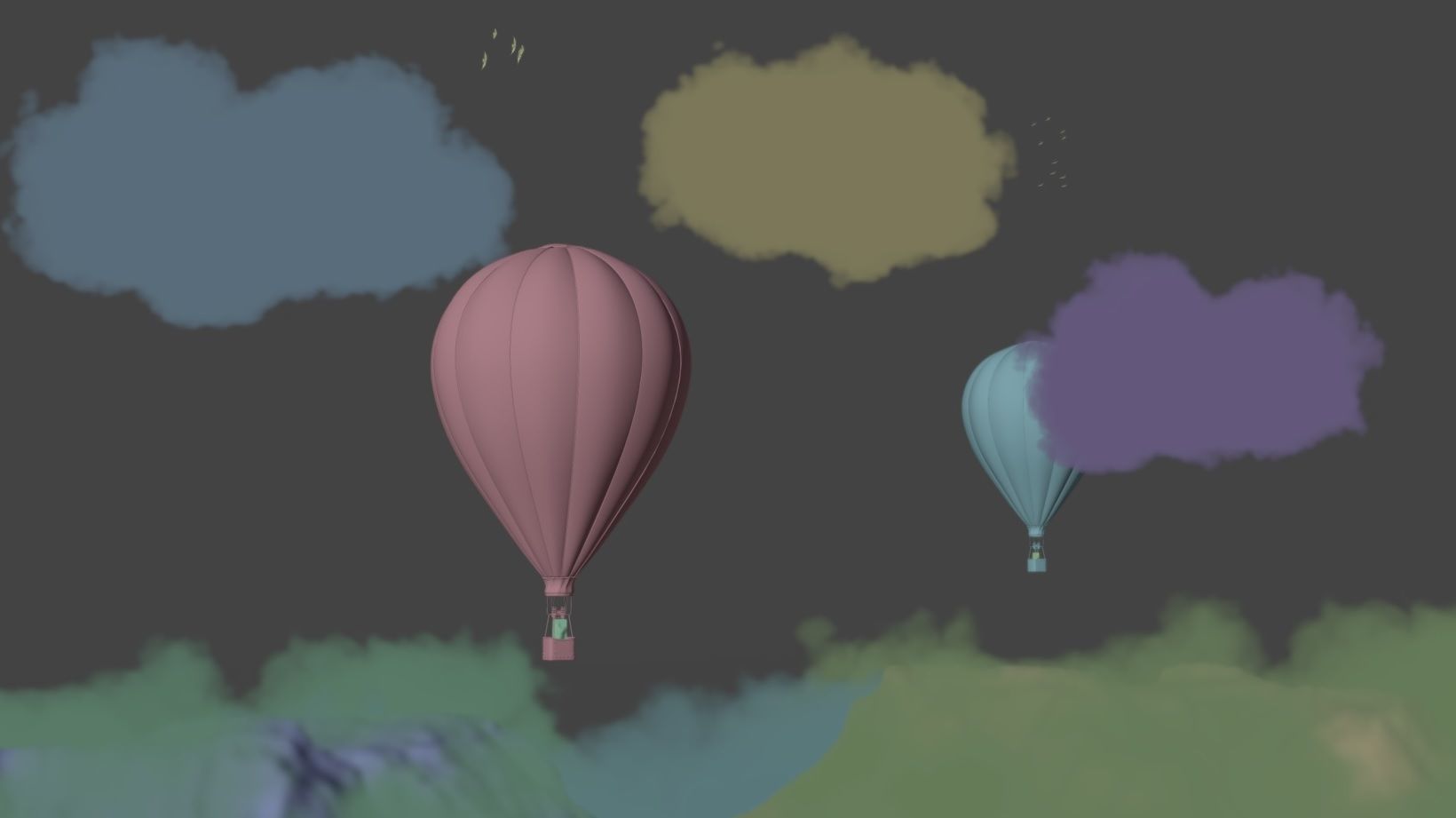 Air Balloons CGI Movie Scene Low-poly 3D model_3