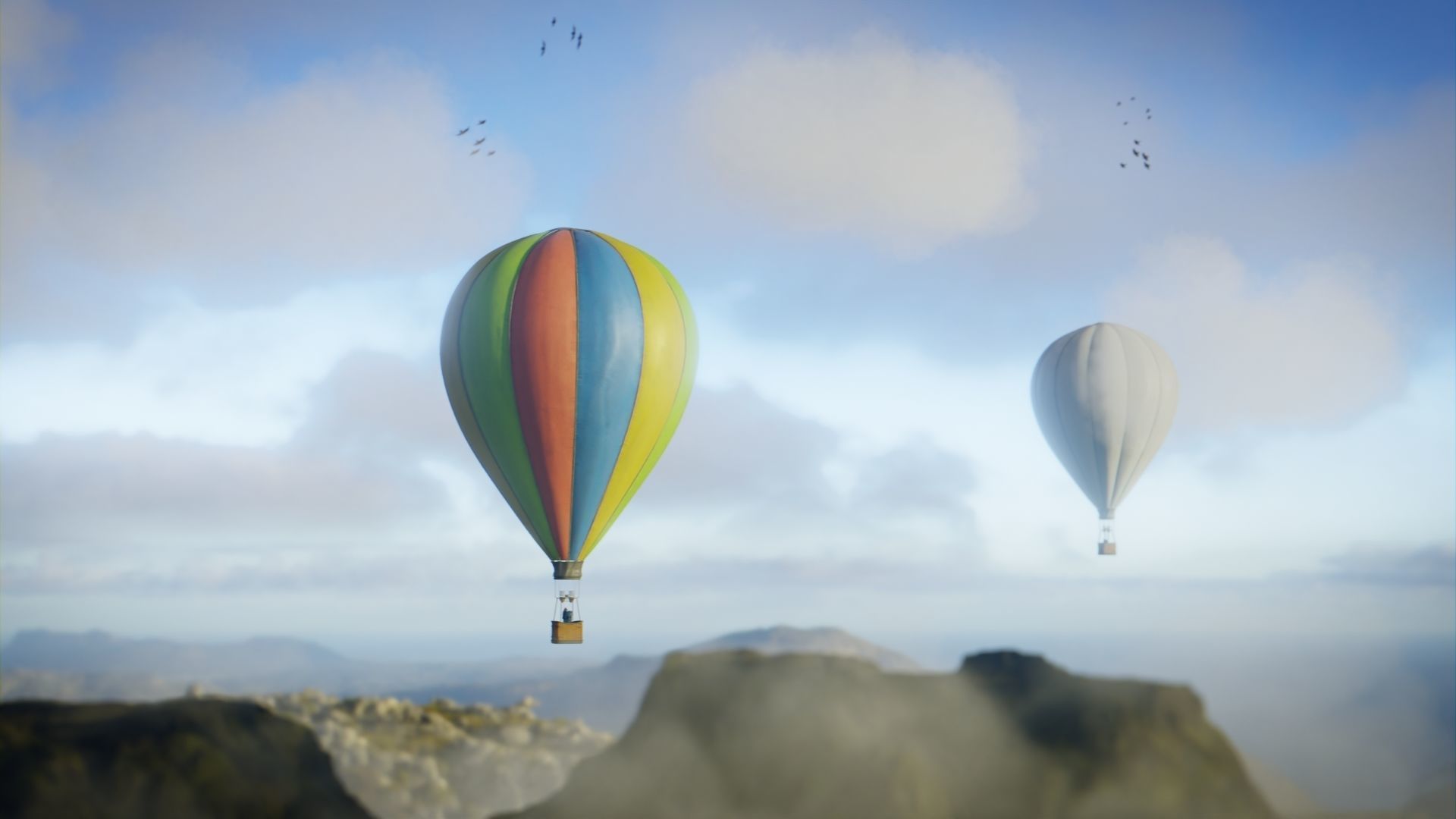 Air Balloons CGI Movie Scene Low-poly 3D model_2