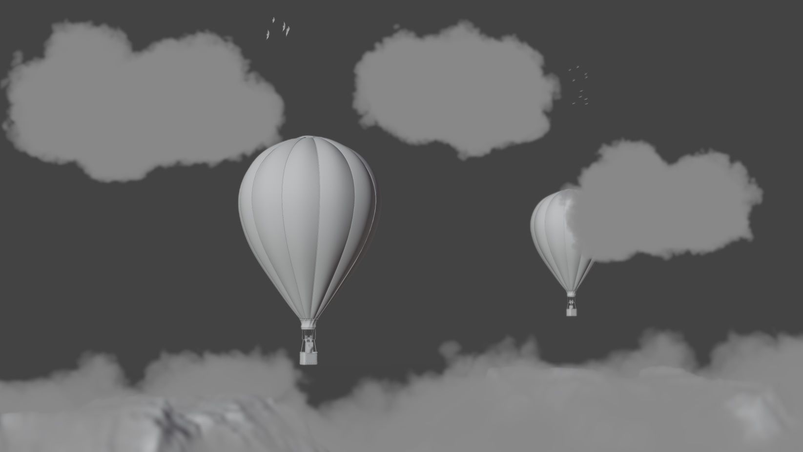 Air Balloons CGI Movie Scene Low-poly 3D model_4