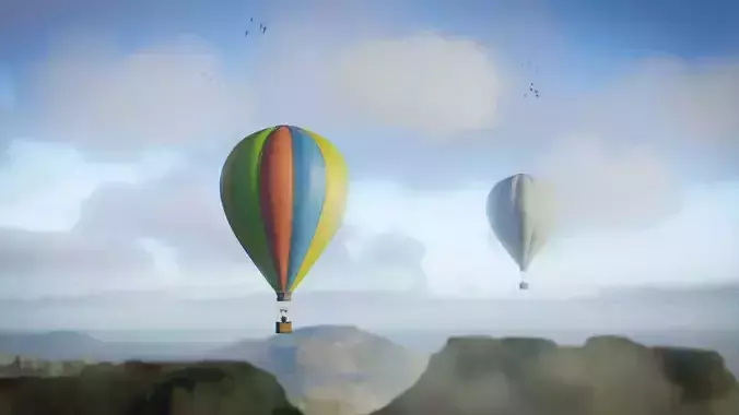 Air Balloons CGI Movie Scene Low-poly 3D model