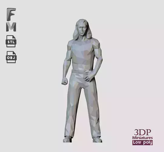 Low poly Nicolas Cage in Con Air movie Low-poly 3D model