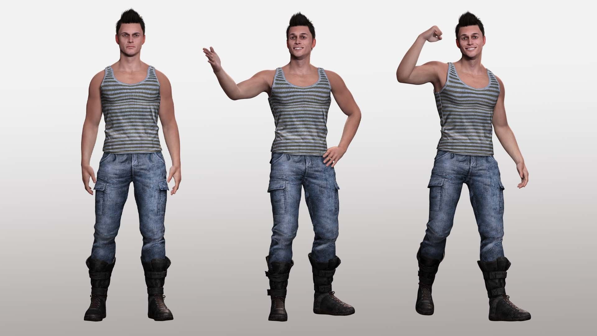 Realistic Male In Casual Outfit Survival - Sport Low-poly 3D model_3