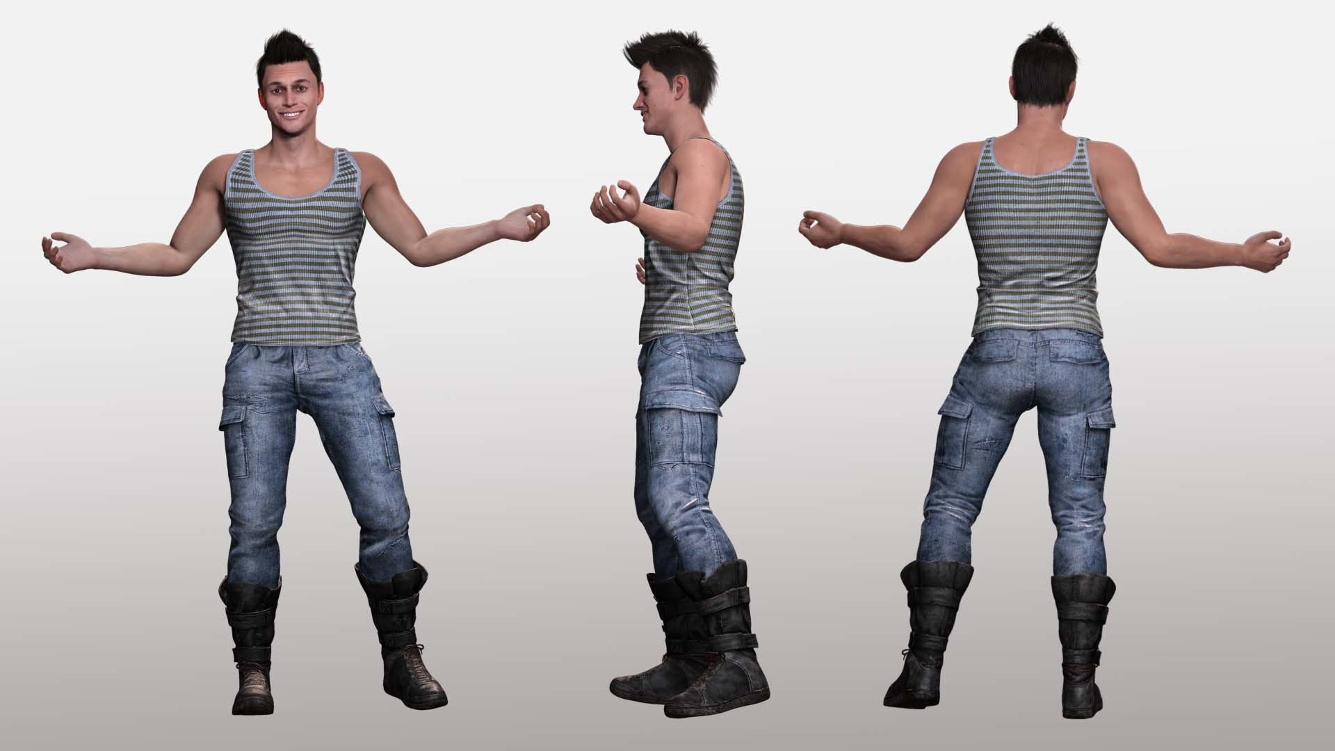 Realistic Male In Casual Outfit Survival - Sport Low-poly 3D model_1