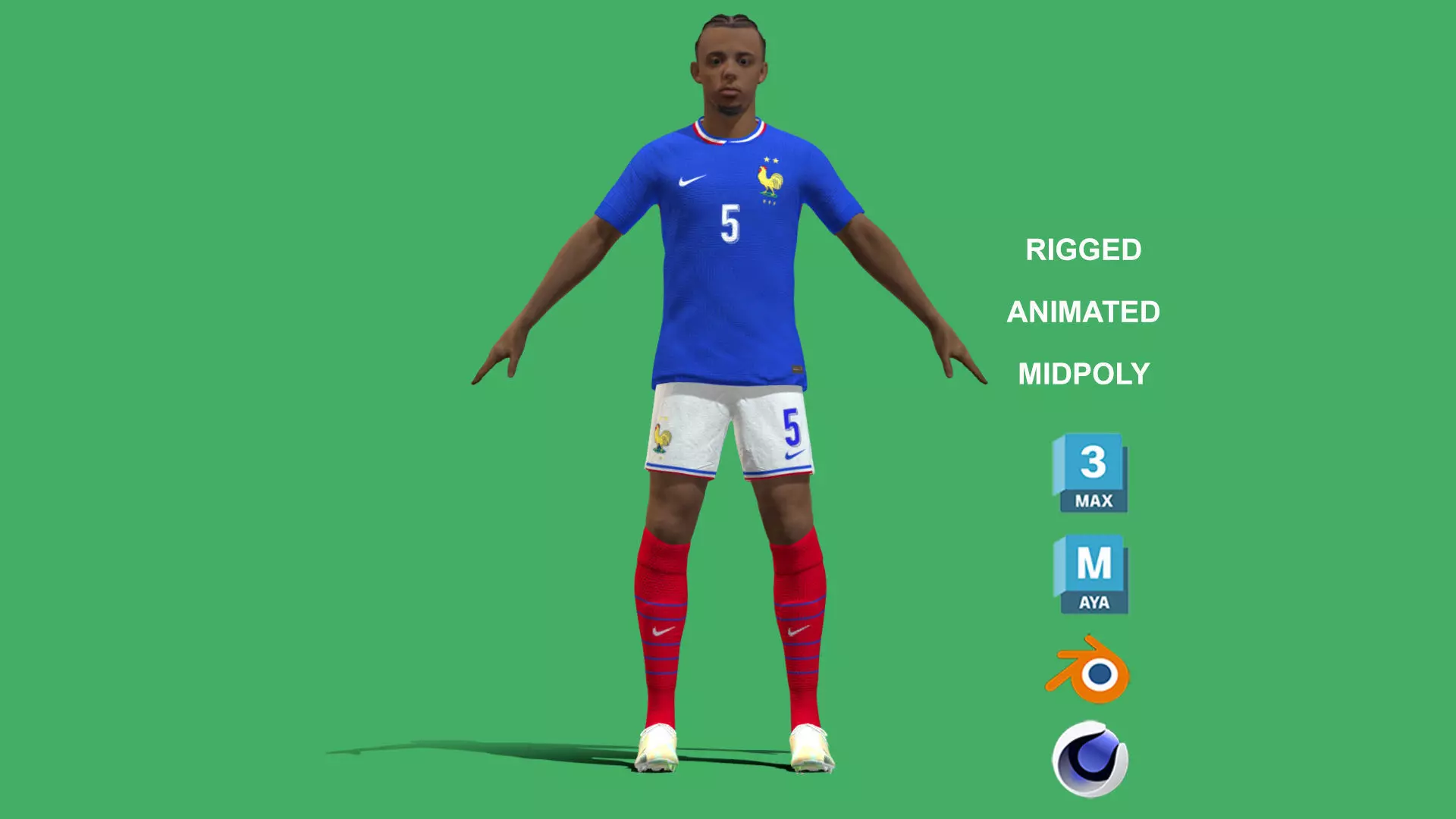 3D Rigged Jules Kounde France Euro 2024 3D model