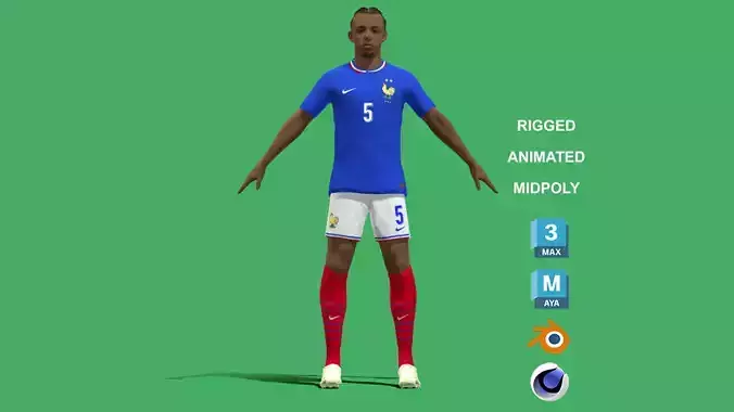 3D Rigged Jules Kounde France Euro 2024