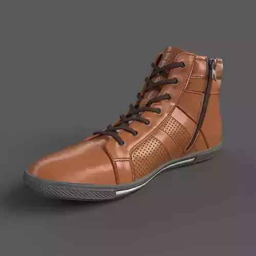 Center HighTop Sneaker-Cognac Low-poly 3D model
