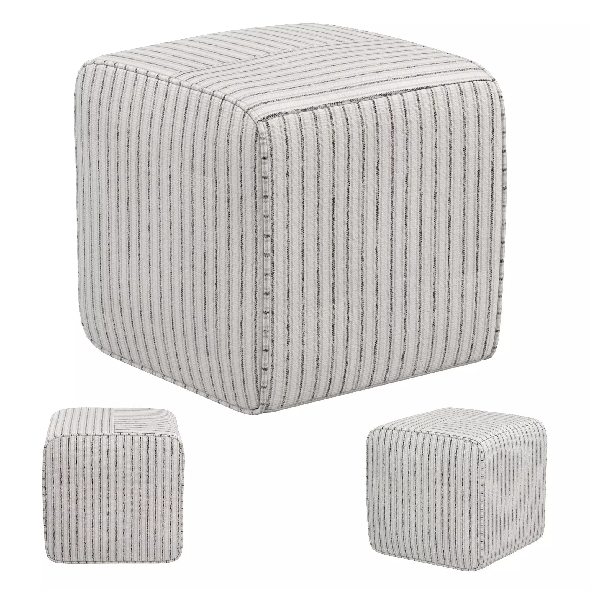 Rodin Stripe 16x16 Cube Ottoman 3D model_0