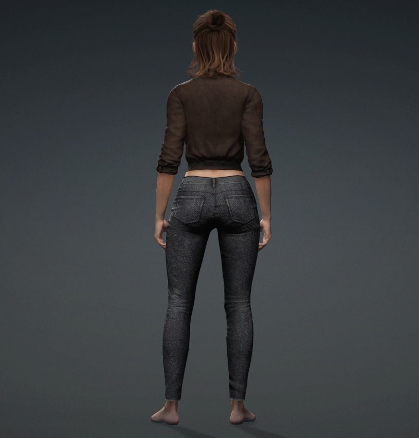 Realistic Female Character Low-poly 3D model_4