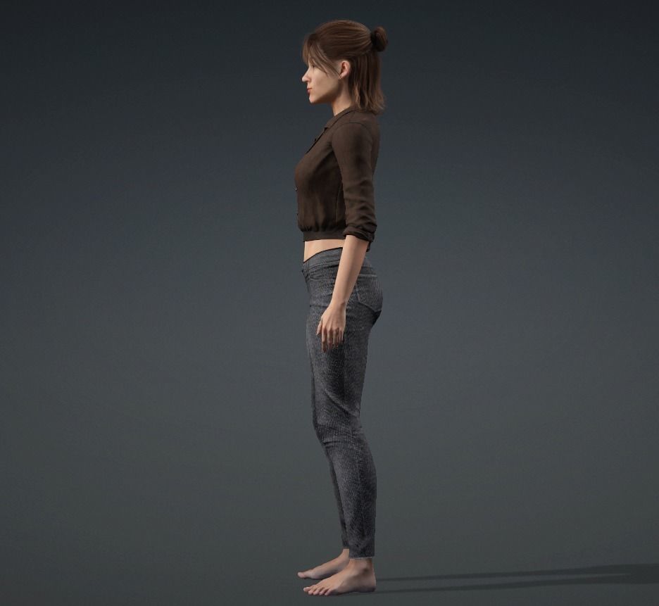 Realistic Female Character Low-poly 3D model_3