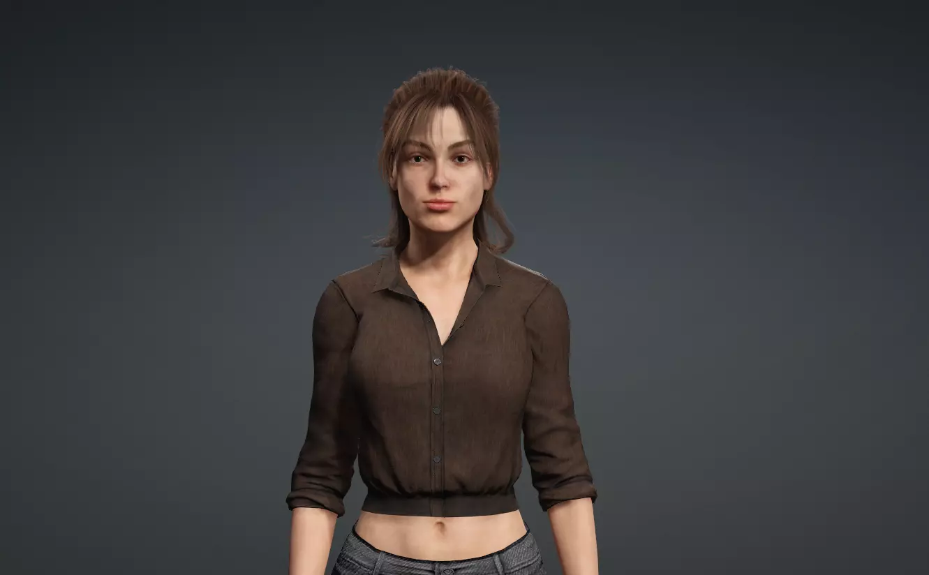 Realistic Female Character Low-poly 3D model_0
