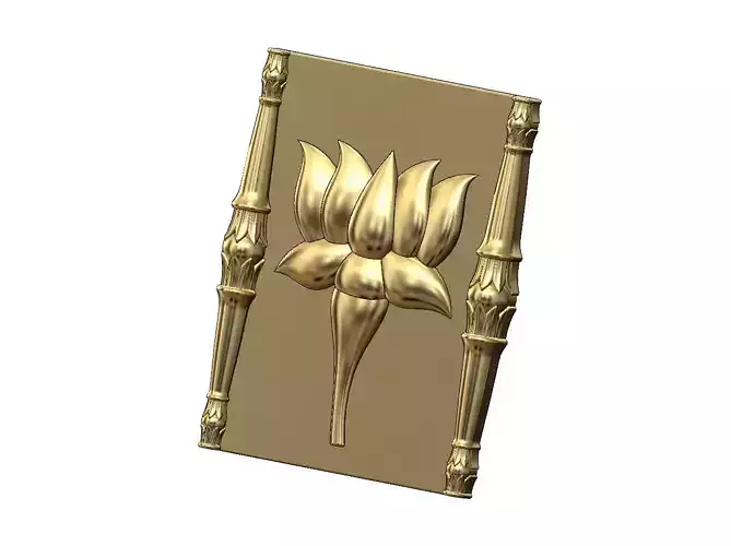 Rectangular lotus flower scroll onlay ornament relief