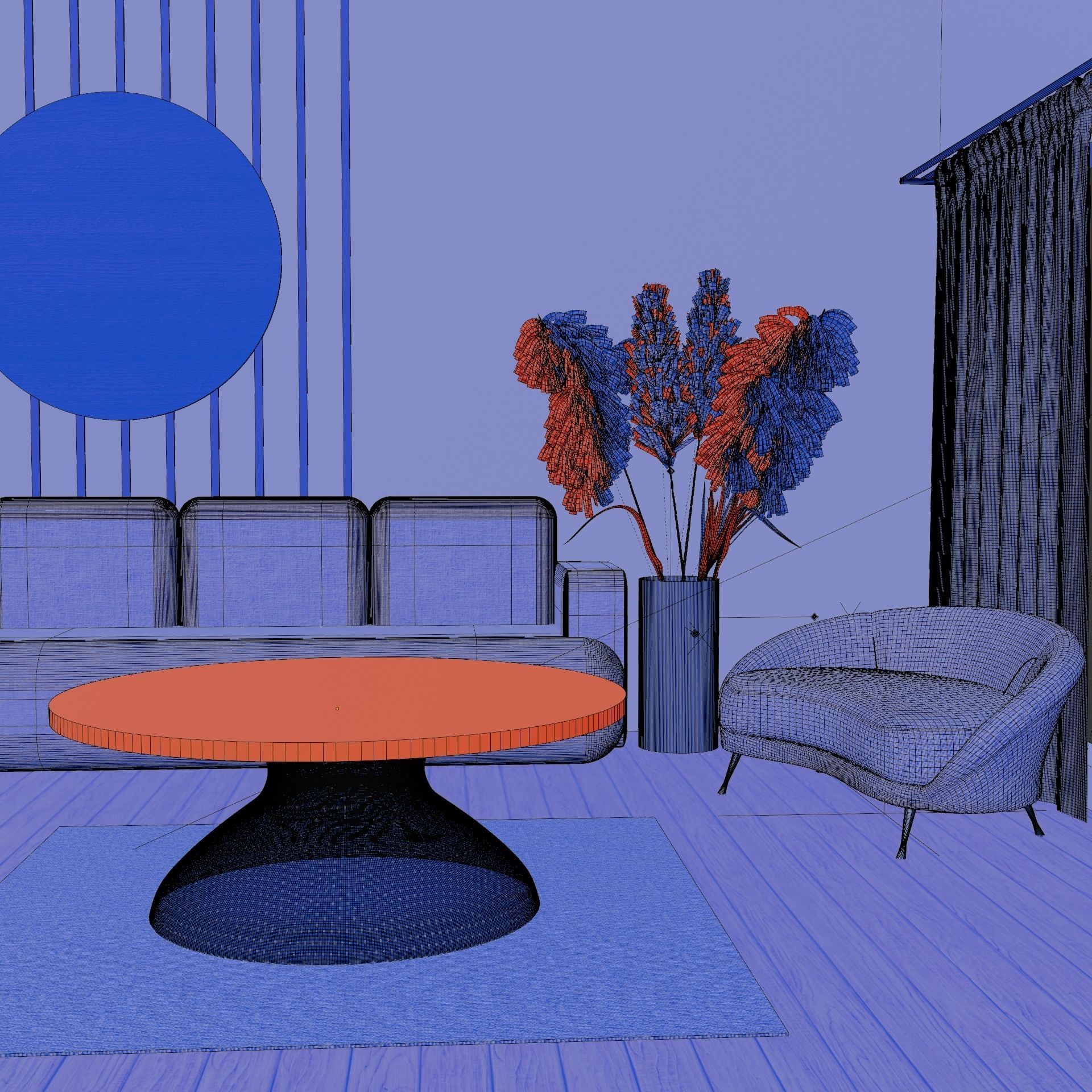 Living room interior design 3D model 3D model_2