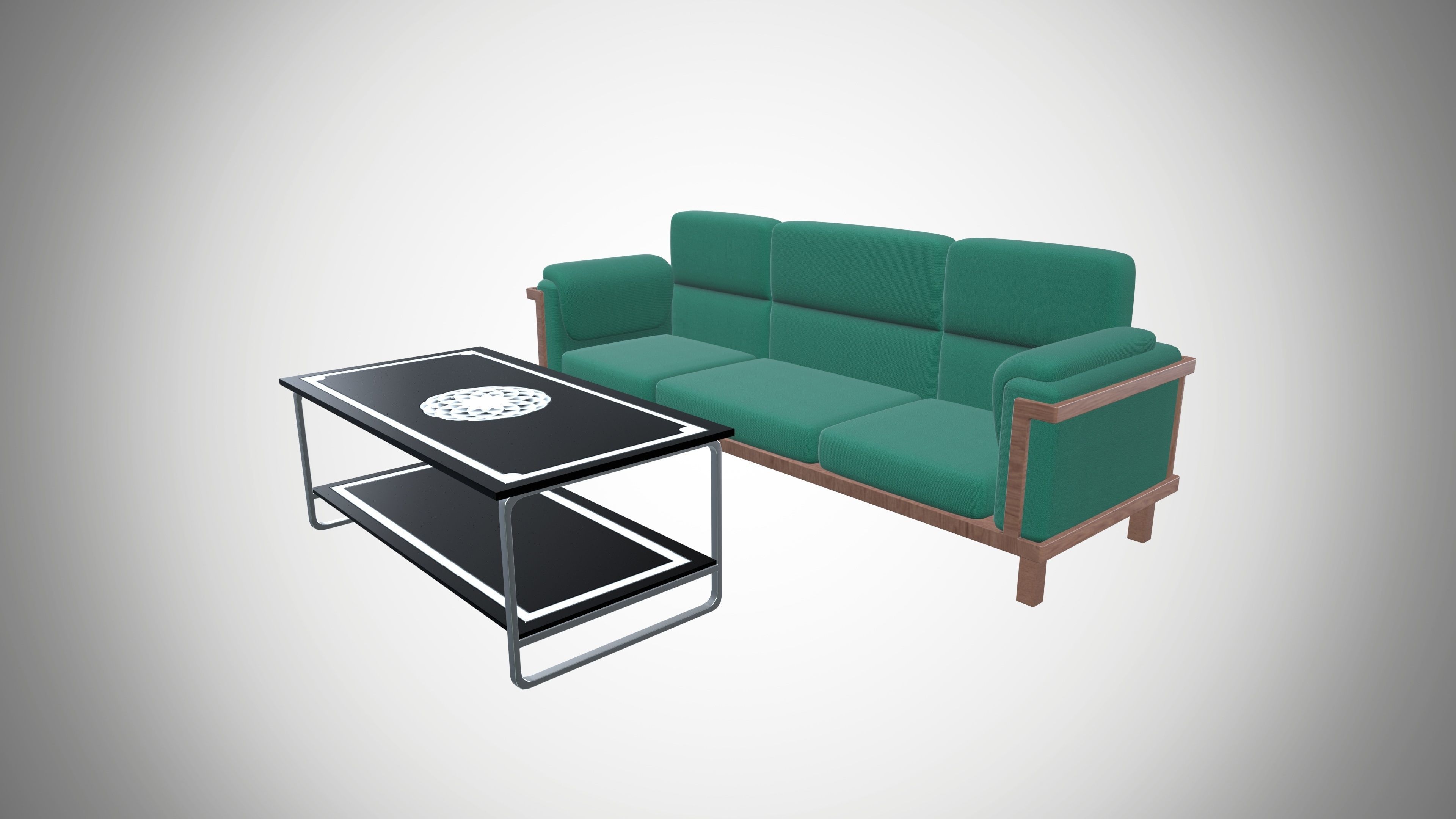 Sofa and Table 3D model_2