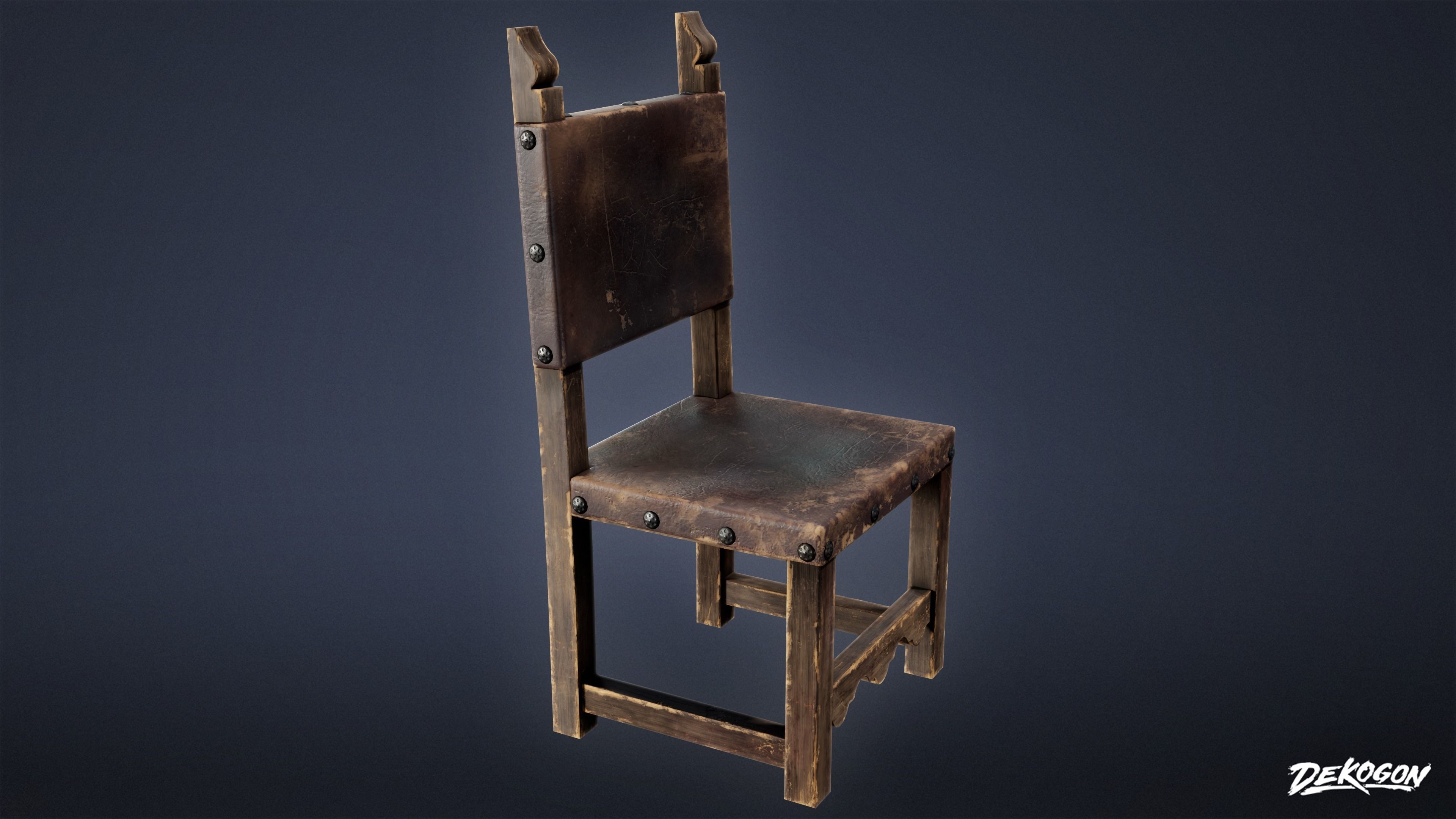 MEDIEVAL - Chair 02 - LOW POLY Low-poly 3D model_3