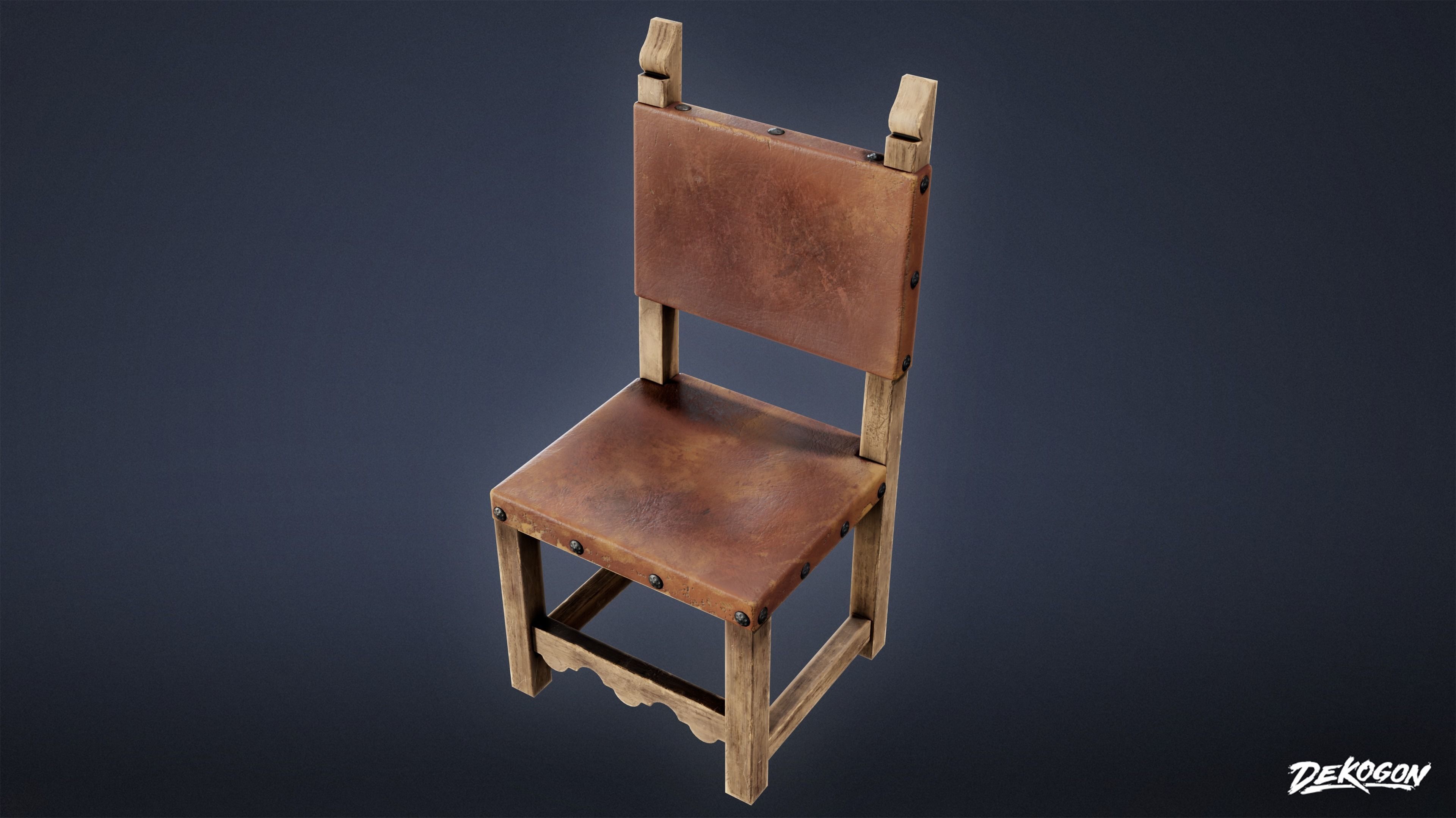 MEDIEVAL - Chair 02 - LOW POLY Low-poly 3D model_5