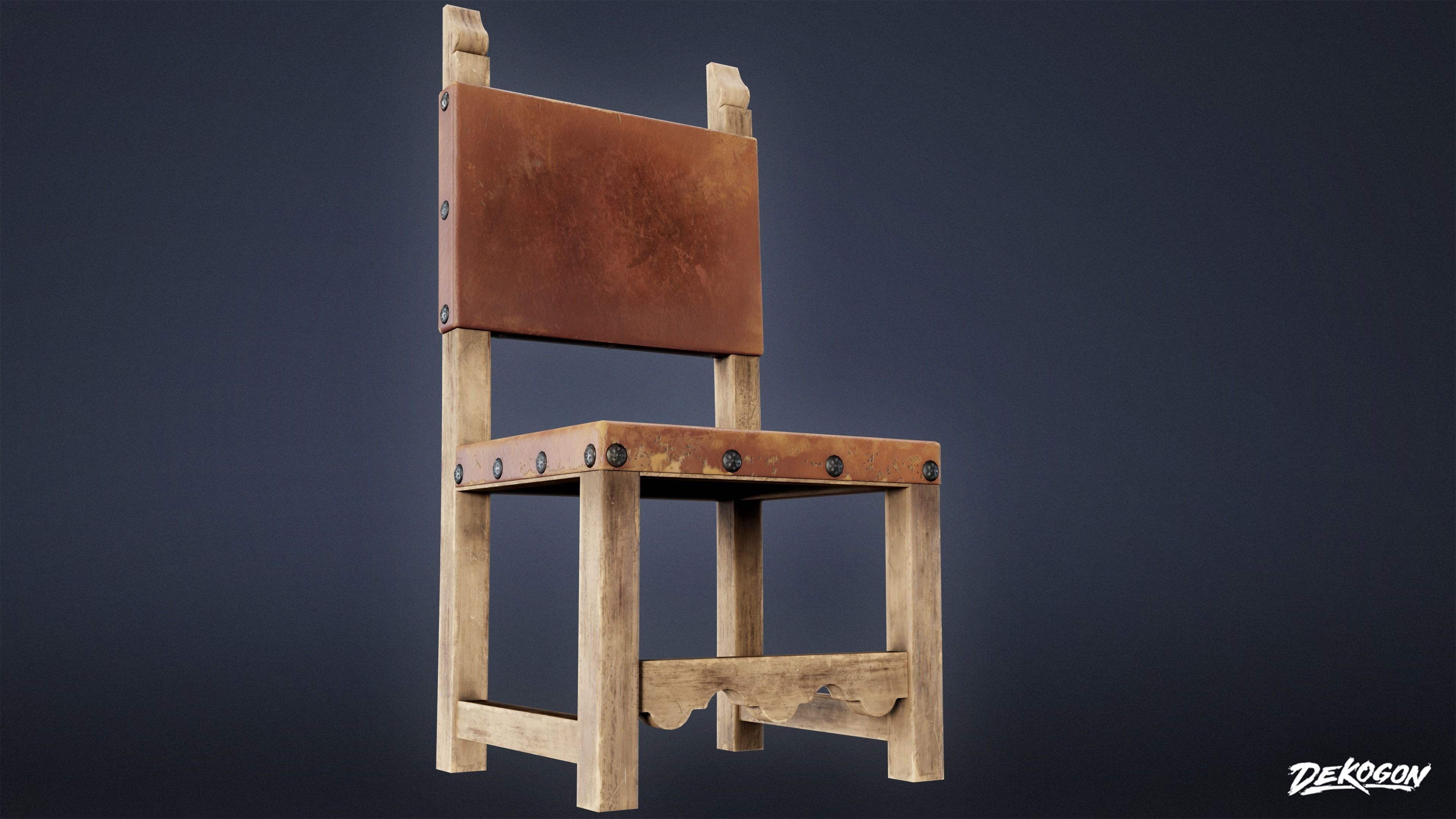 MEDIEVAL - Chair 02 - LOW POLY Low-poly 3D model_6