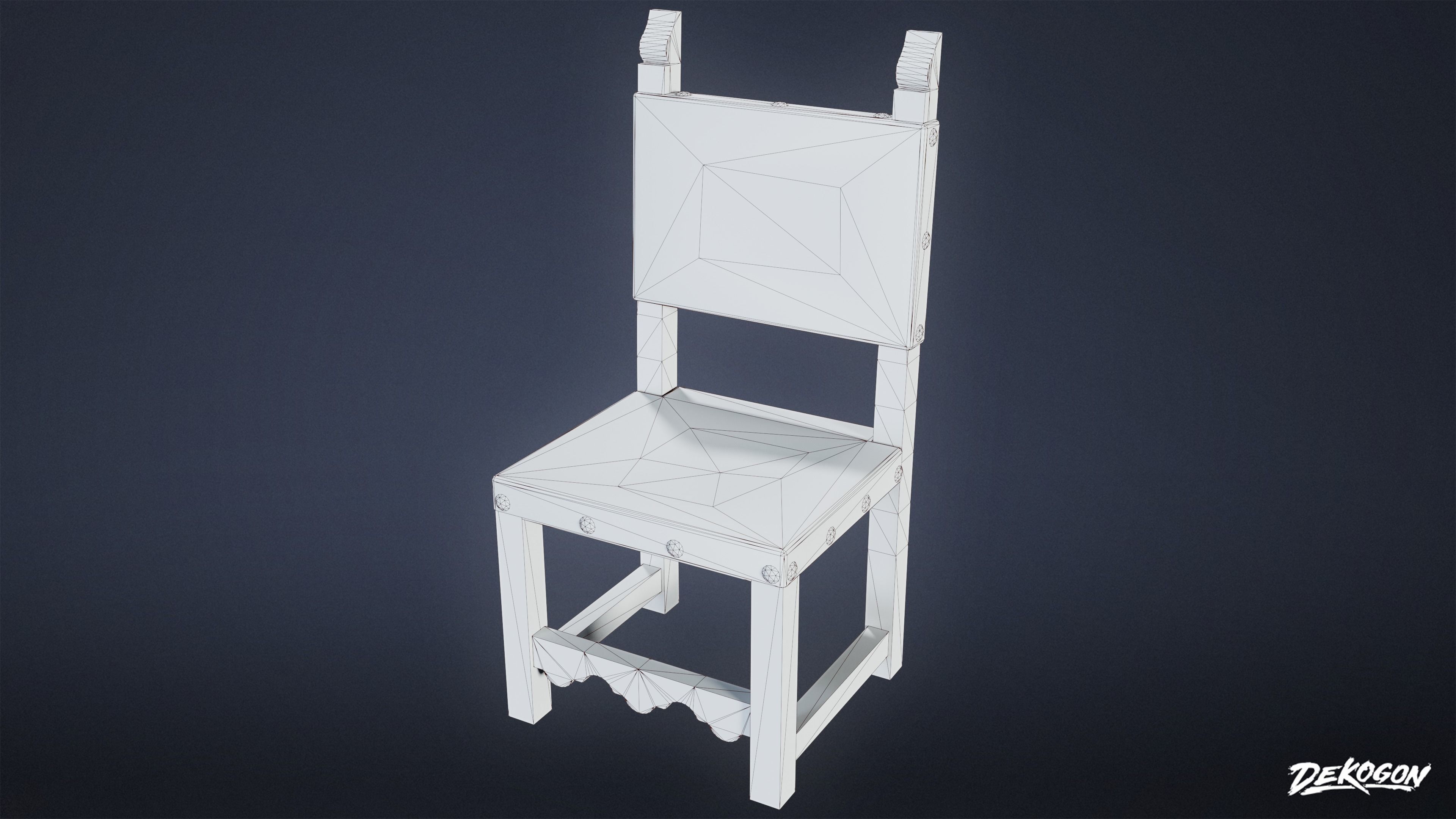 MEDIEVAL - Chair 02 - LOW POLY Low-poly 3D model_8