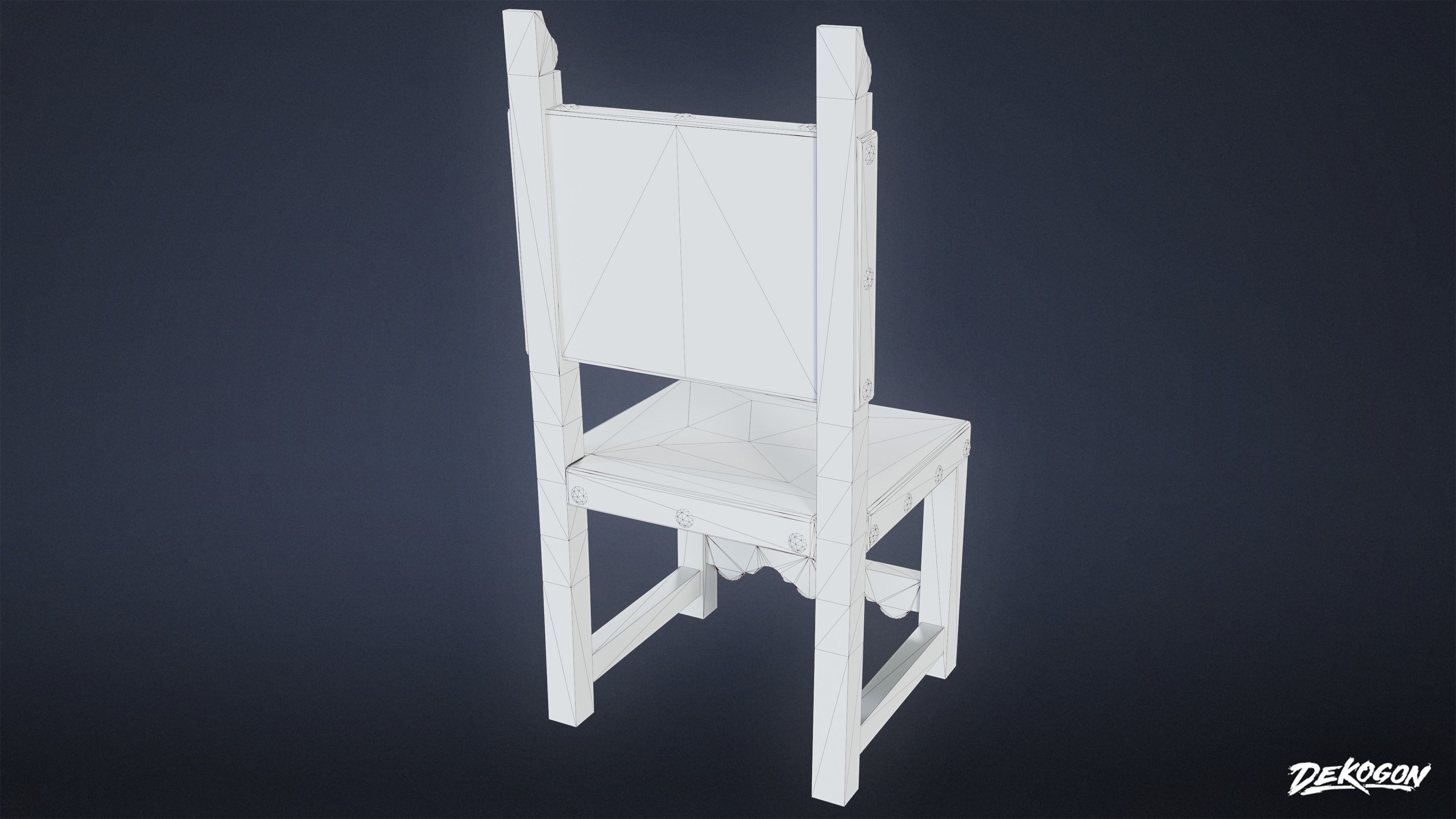 MEDIEVAL - Chair 02 - LOW POLY Low-poly 3D model_9