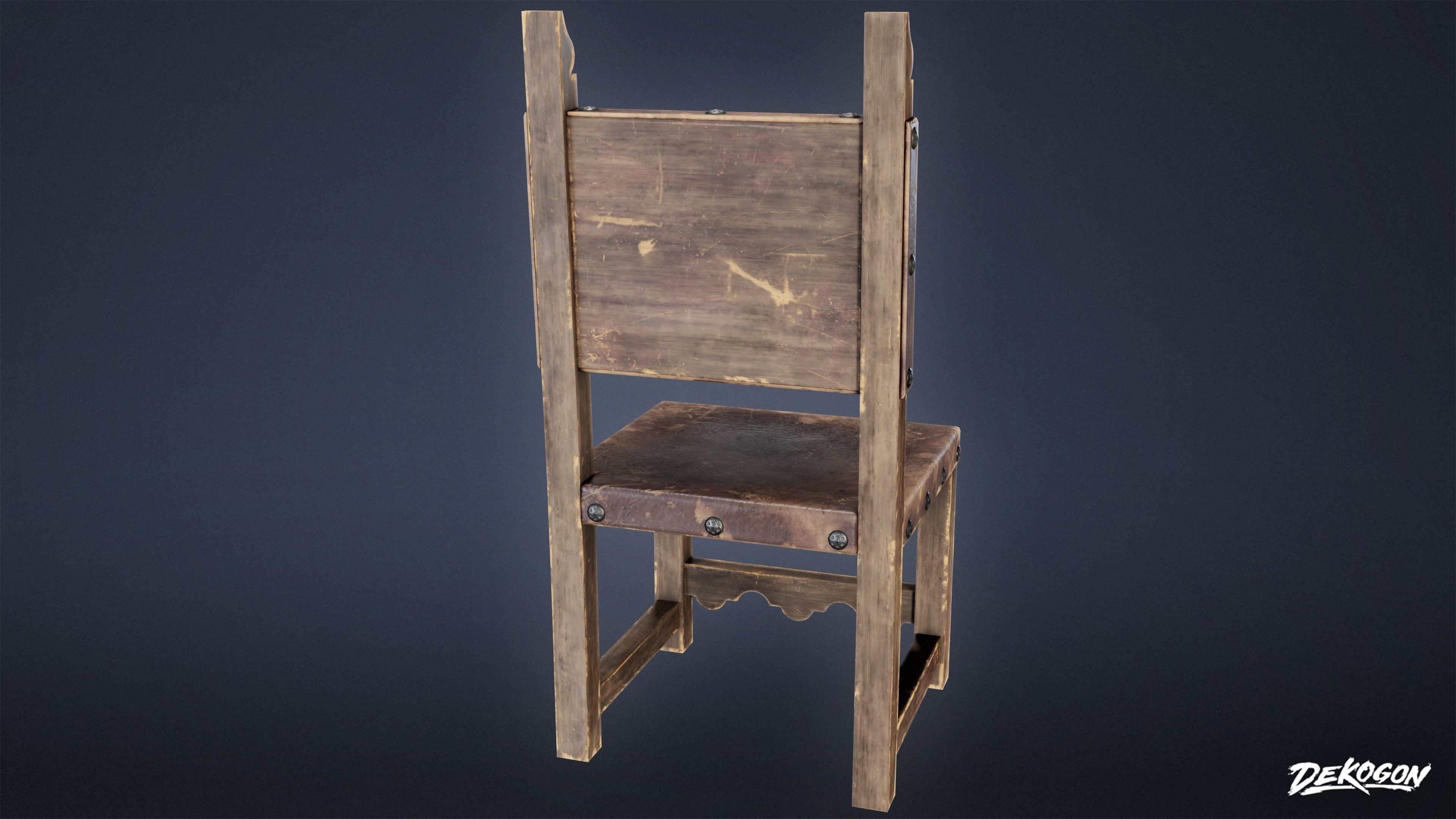 MEDIEVAL - Chair 02 - LOW POLY Low-poly 3D model_4