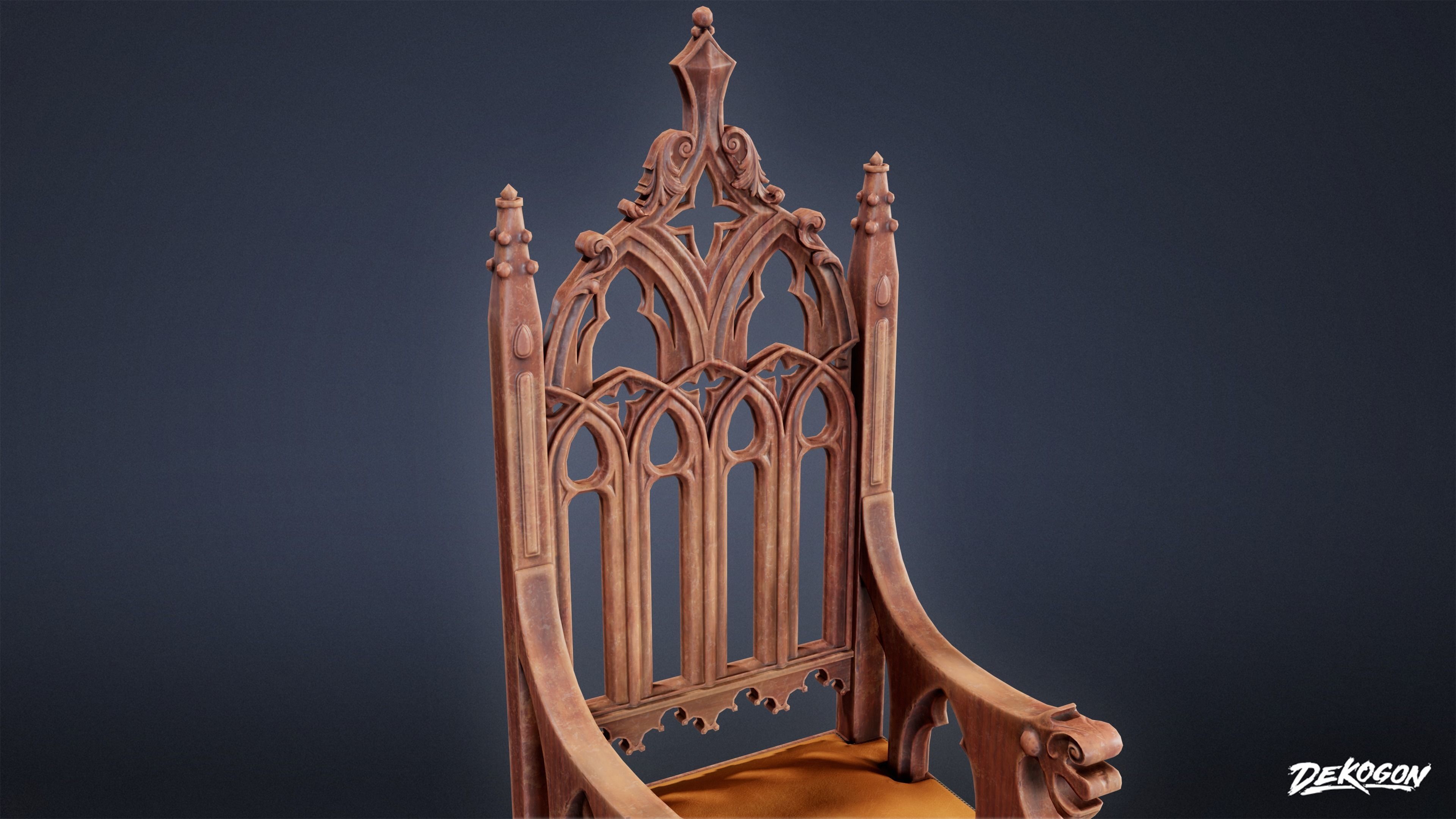 MEDIEVAL - Chair 04 - LOW POLY Low-poly 3D model_6