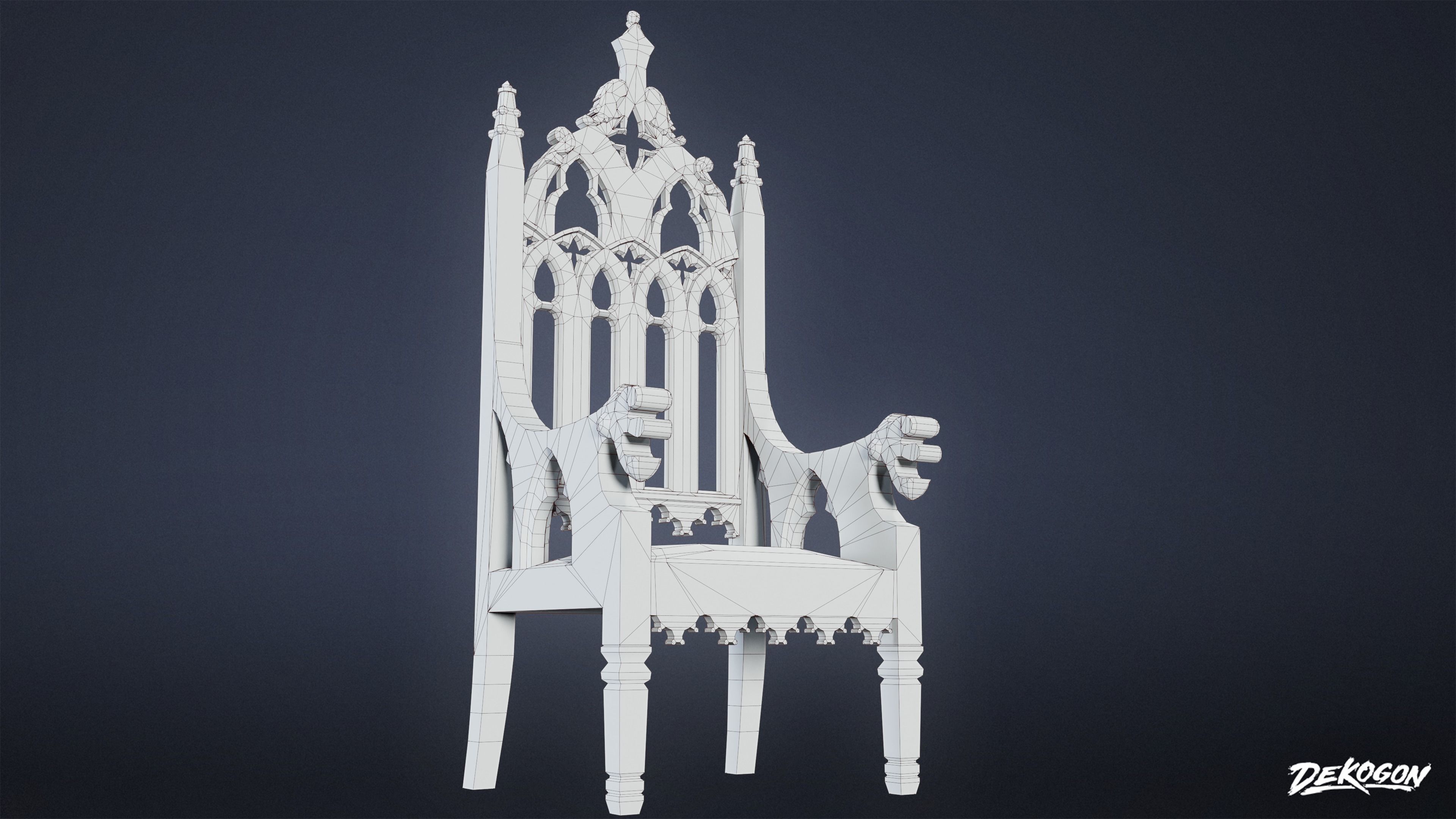 MEDIEVAL - Chair 04 - LOW POLY Low-poly 3D model_7