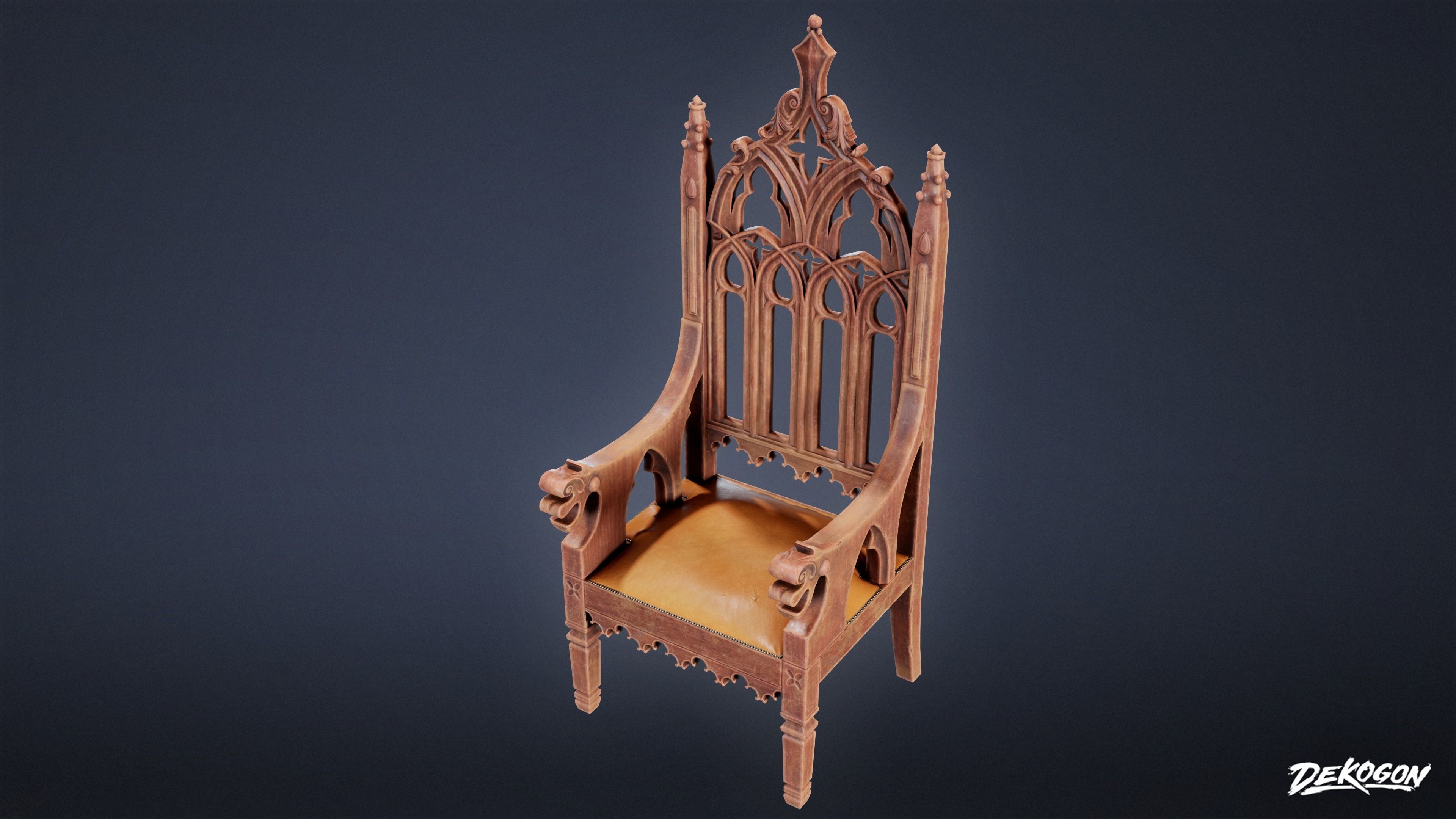 MEDIEVAL - Chair 04 - LOW POLY Low-poly 3D model_4
