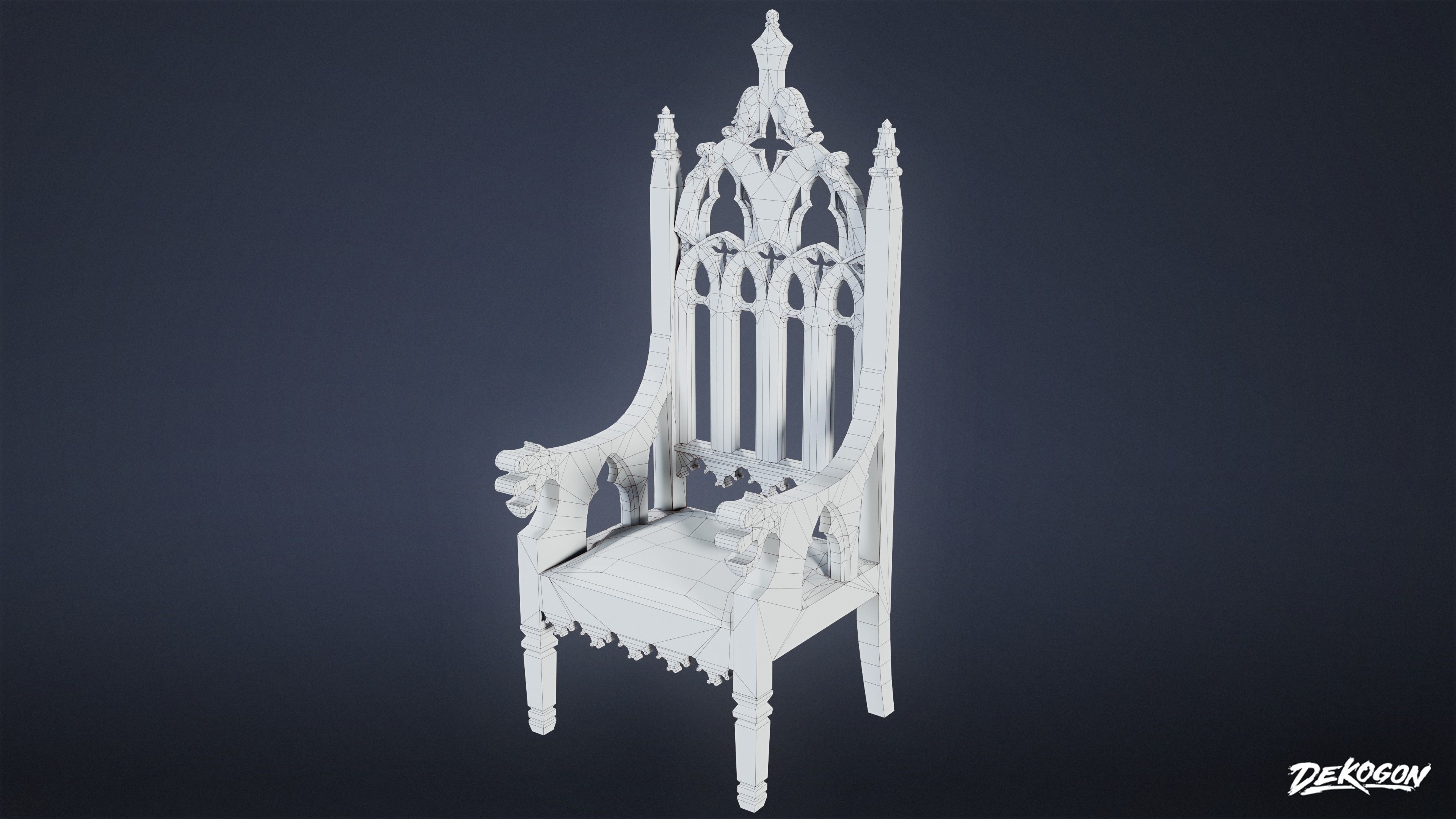 MEDIEVAL - Chair 04 - LOW POLY Low-poly 3D model_8