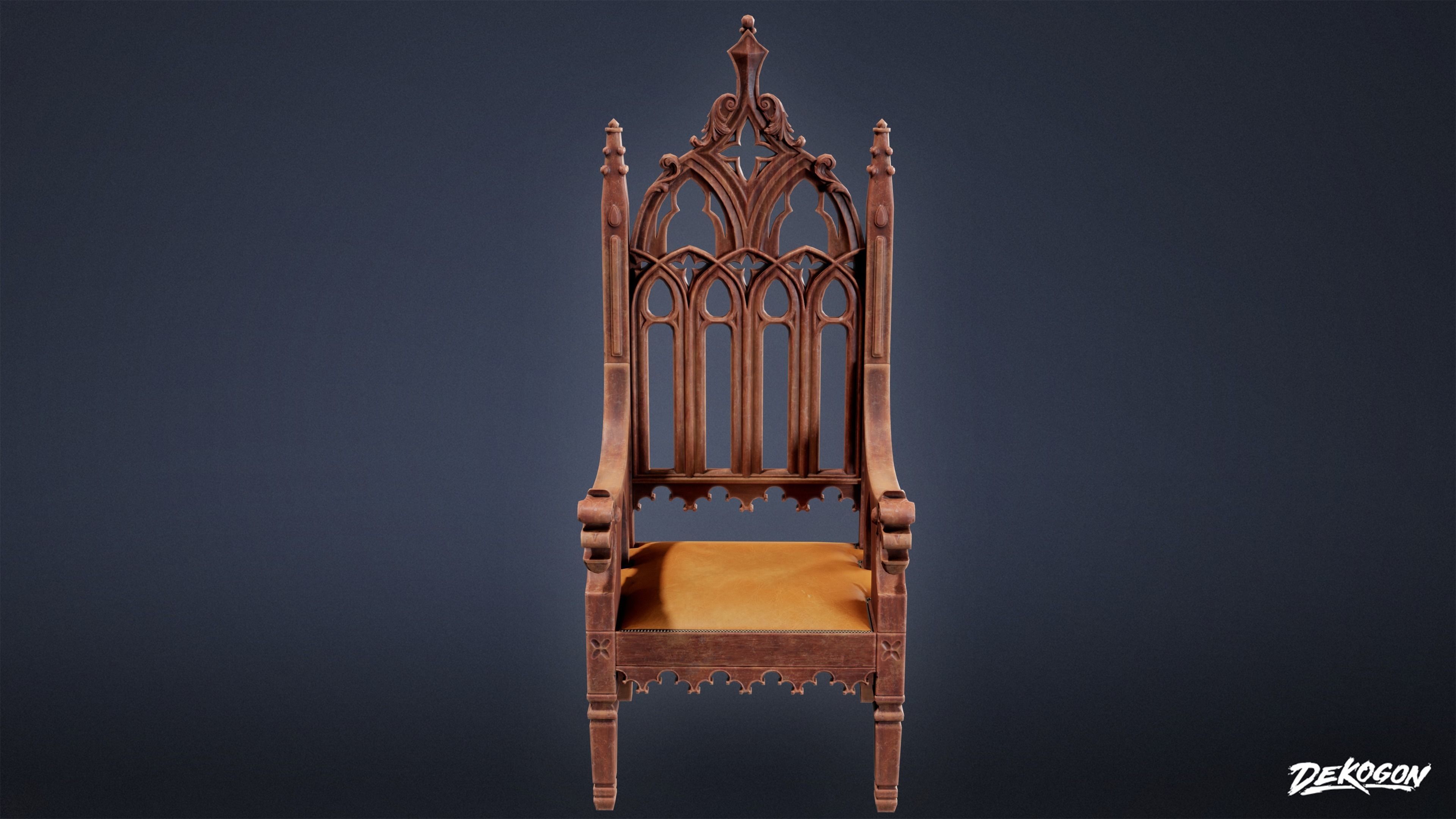 MEDIEVAL - Chair 04 - LOW POLY Low-poly 3D model_3