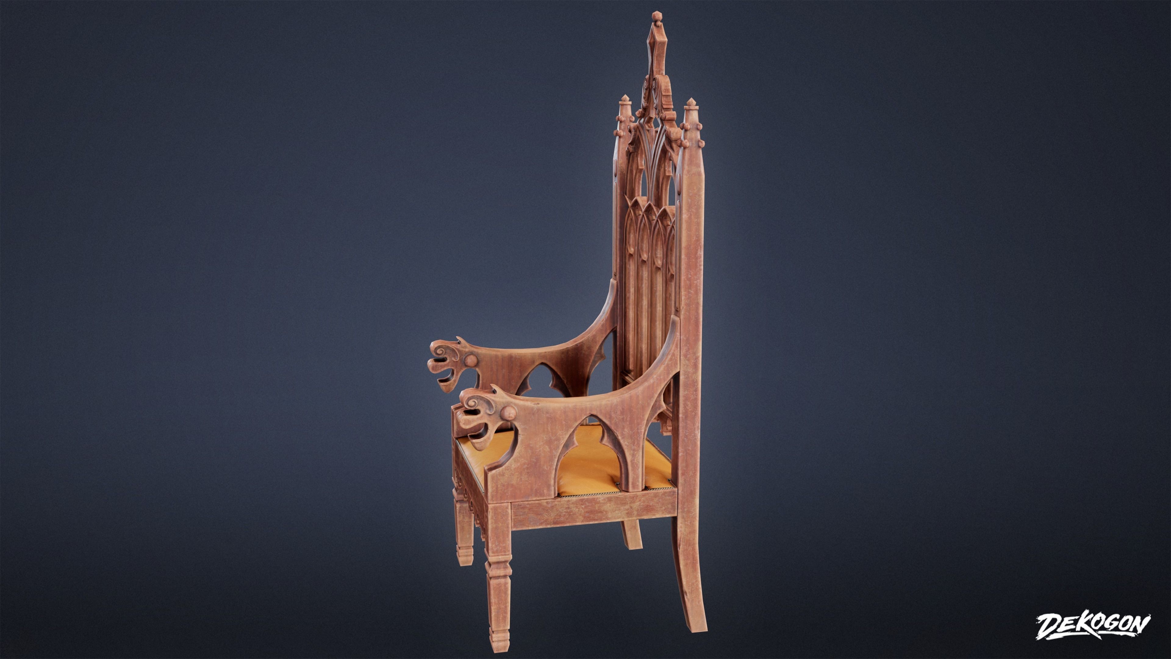 MEDIEVAL - Chair 04 - LOW POLY Low-poly 3D model_2