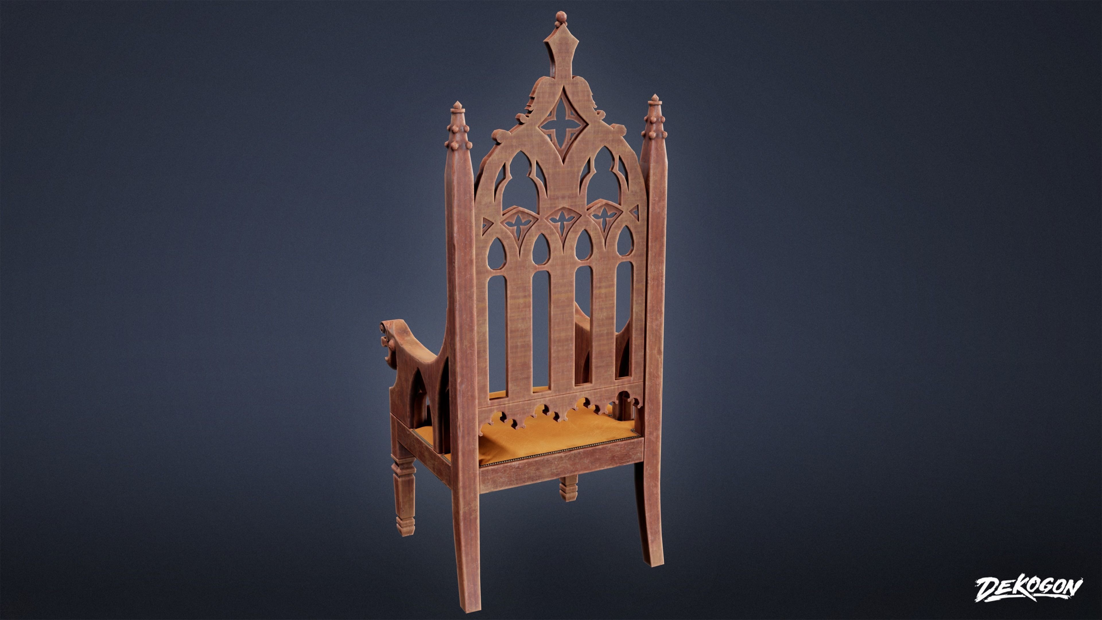 MEDIEVAL - Chair 04 - LOW POLY Low-poly 3D model_1