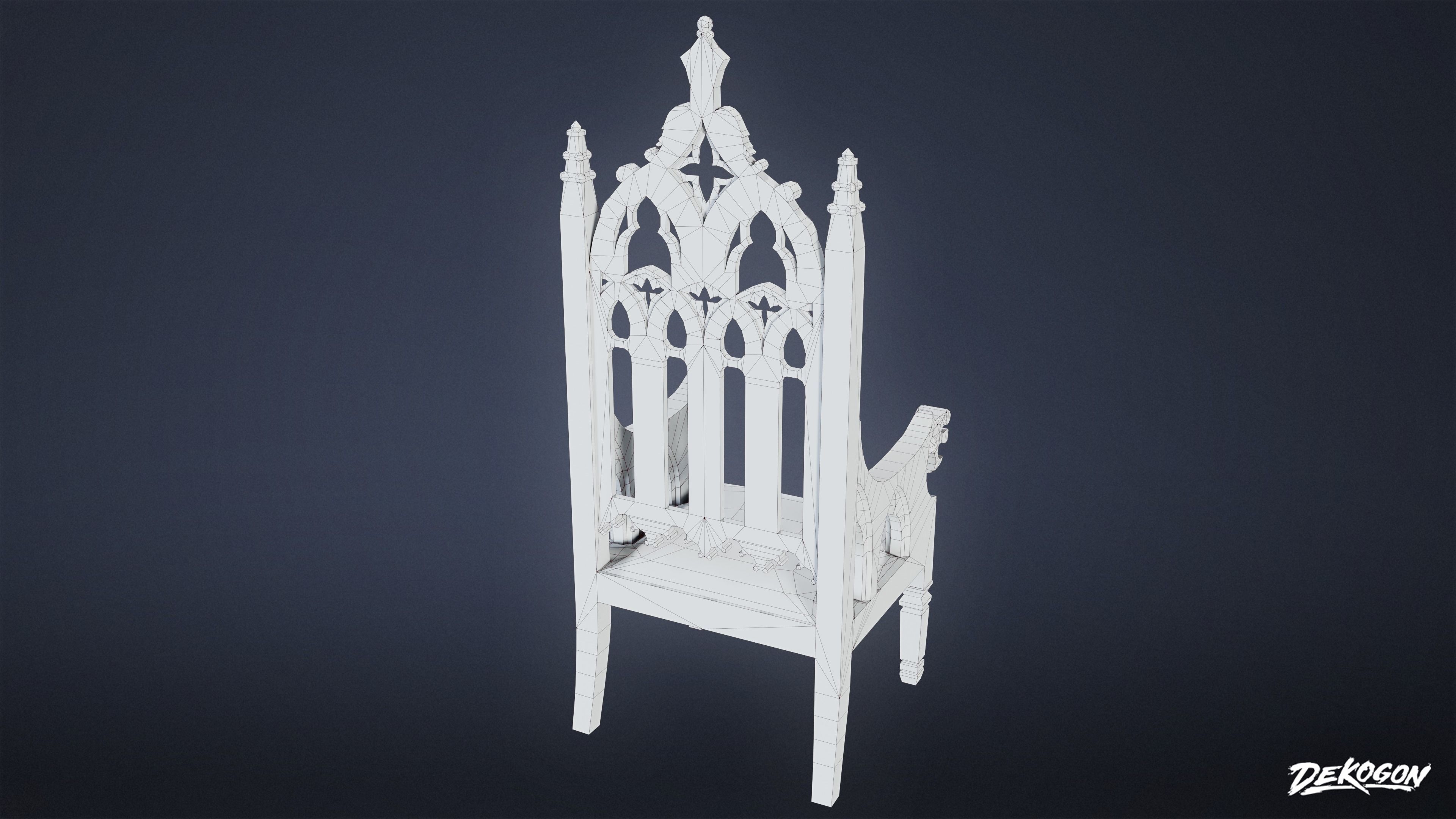 MEDIEVAL - Chair 04 - LOW POLY Low-poly 3D model_9