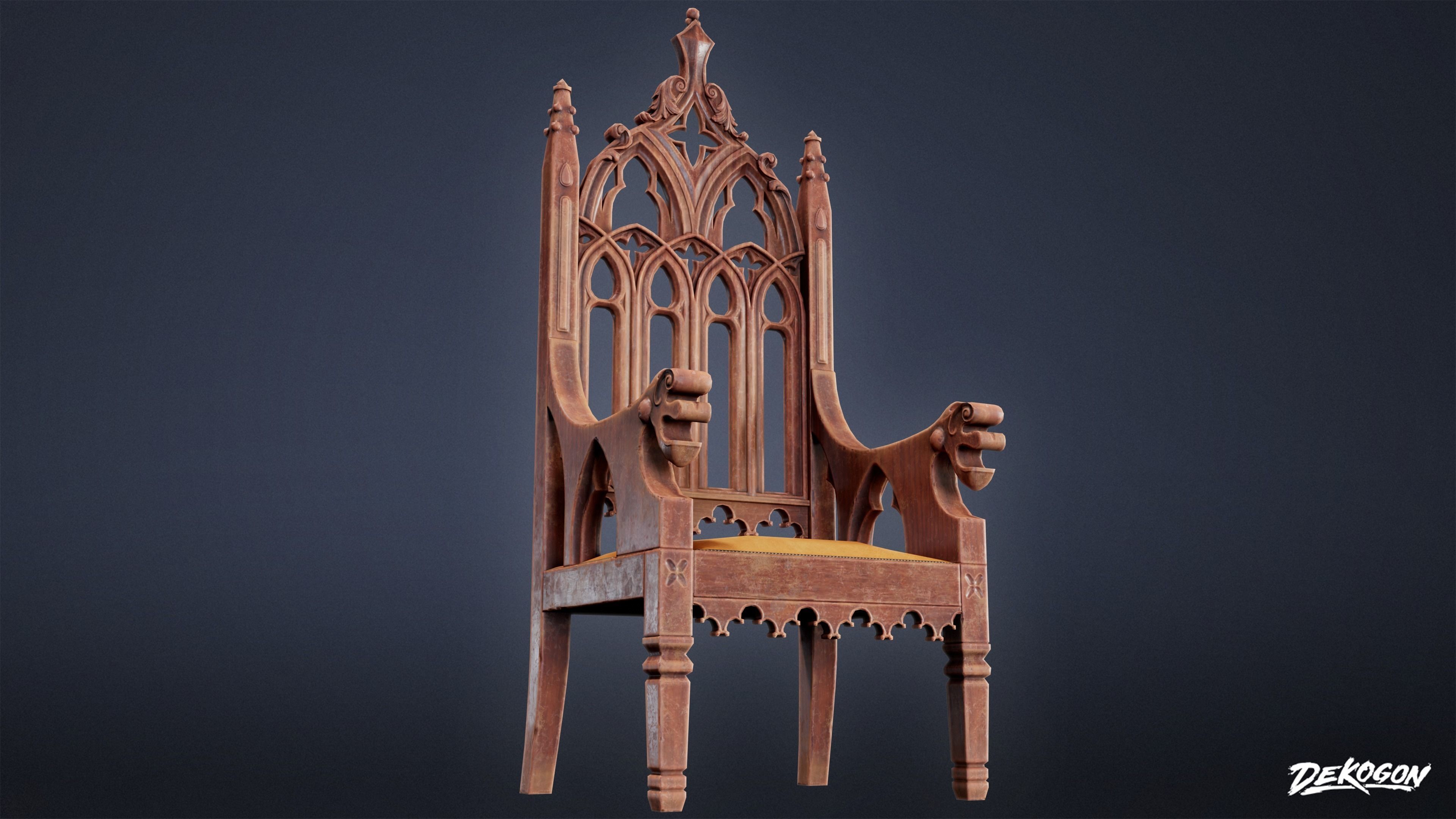 MEDIEVAL - Chair 04 - LOW POLY Low-poly 3D model_5