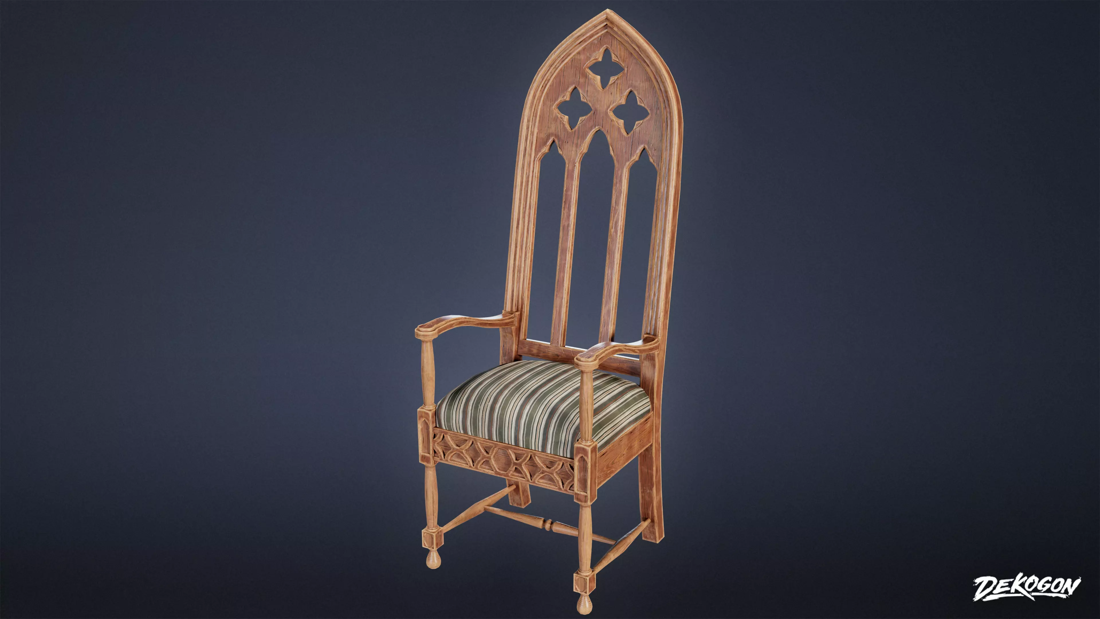 MEDIEVAL - Chair 05 - LOW POLY Low-poly 3D model_0