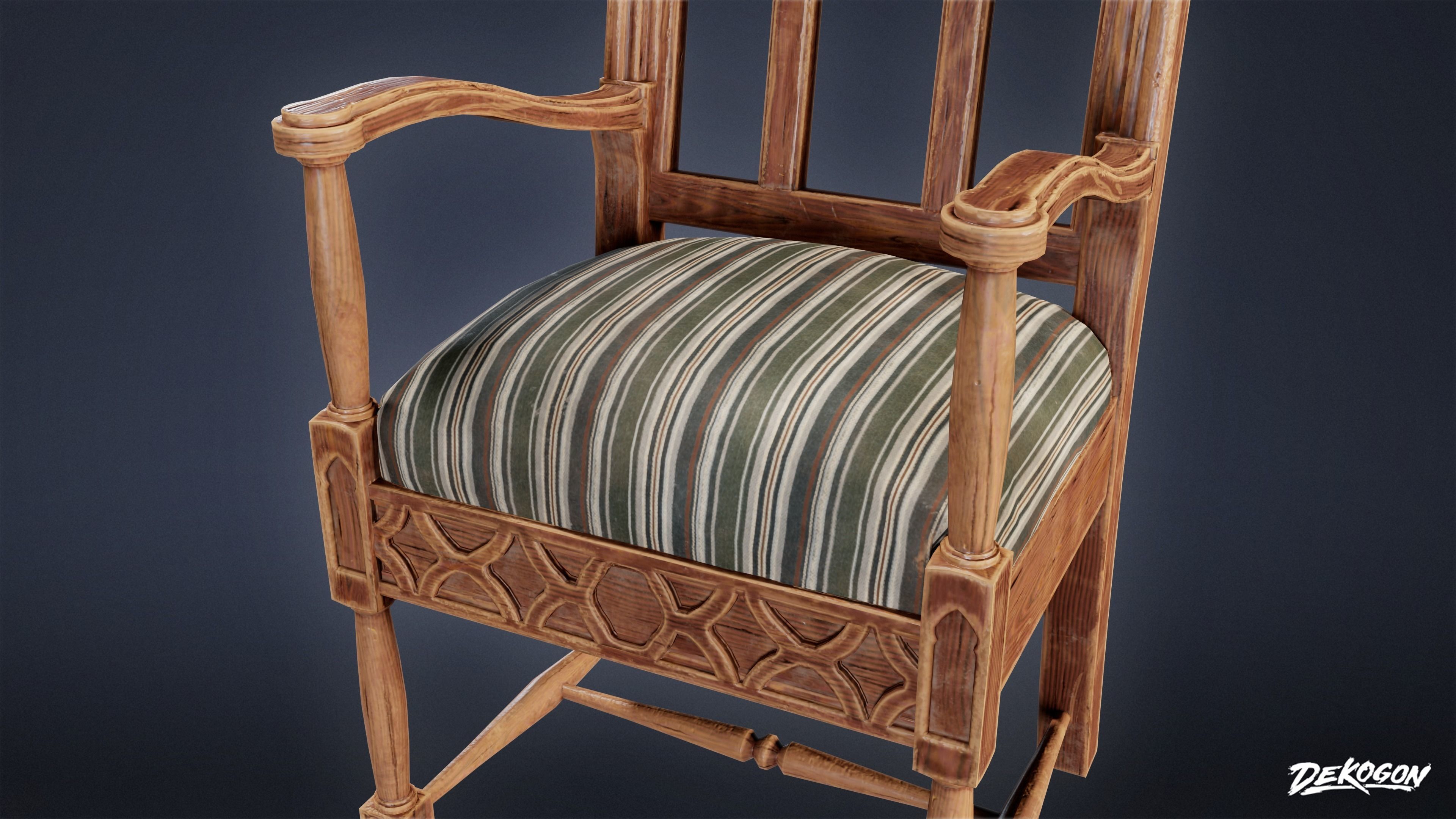 MEDIEVAL - Chair 05 - LOW POLY Low-poly 3D model_6
