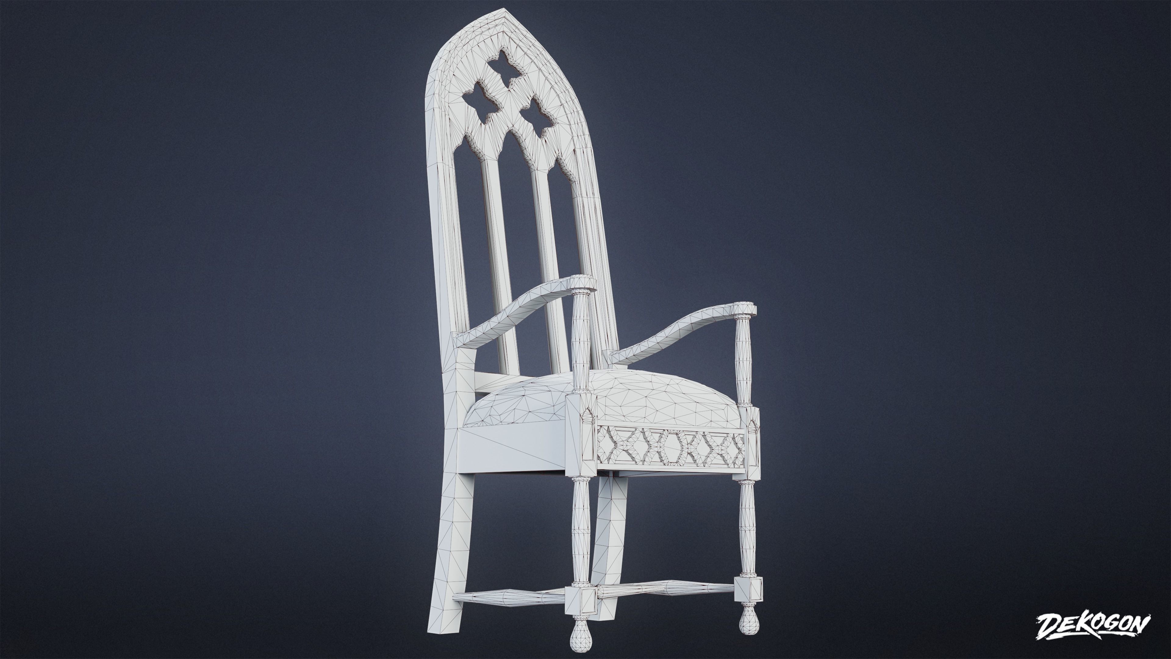 MEDIEVAL - Chair 05 - LOW POLY Low-poly 3D model_8