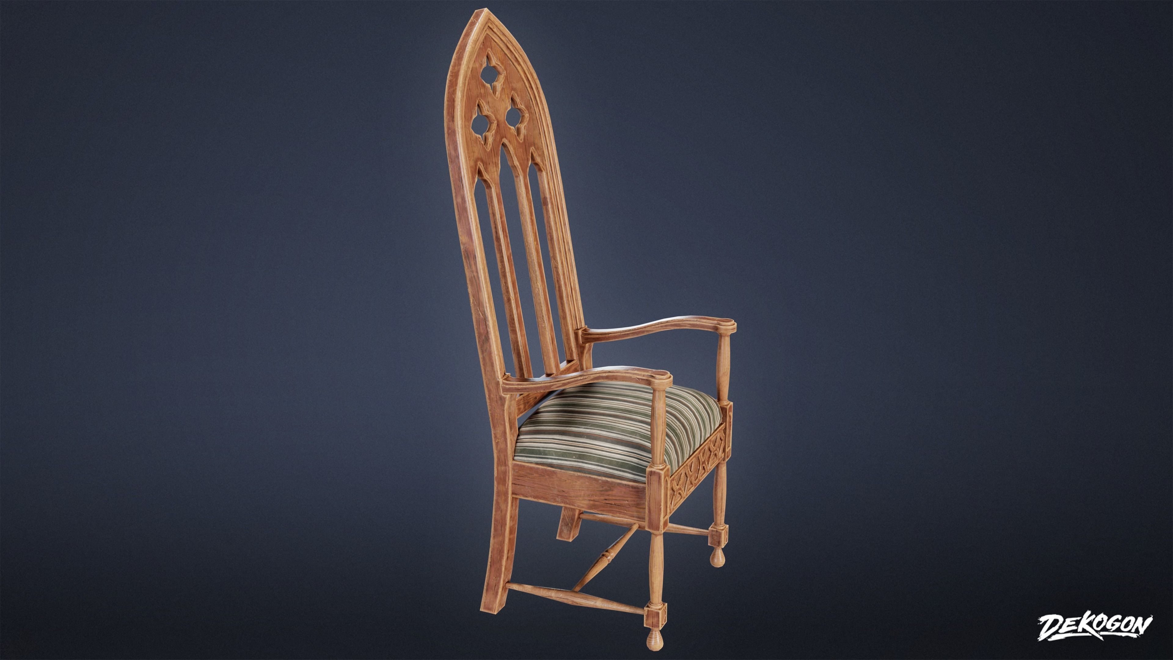MEDIEVAL - Chair 05 - LOW POLY Low-poly 3D model_2