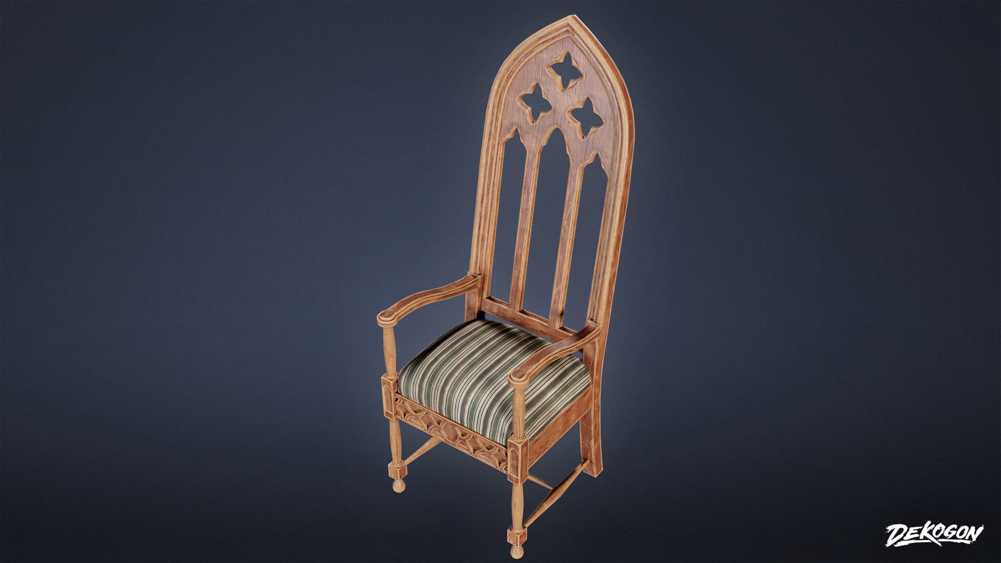 MEDIEVAL - Chair 05 - LOW POLY Low-poly 3D model_4